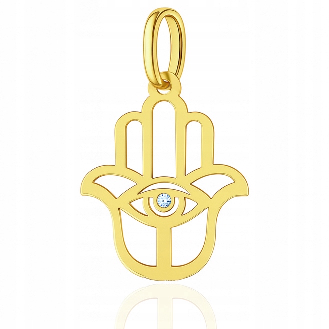 Zlatý přívěsek Ruka Fatimy s briliantem Pr. 585