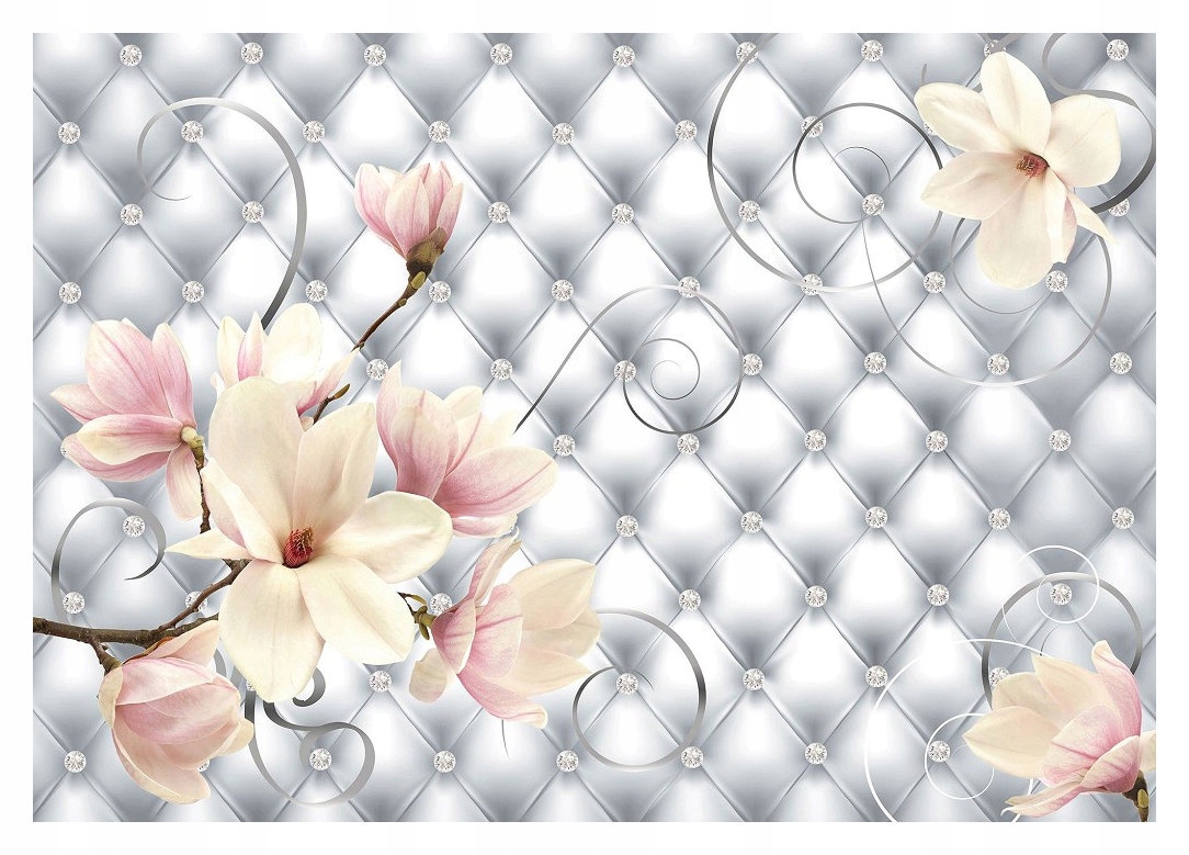 Fototapeta vlies Magnolie striebro diamanty kvitnúca krása 350x250 lepidlo