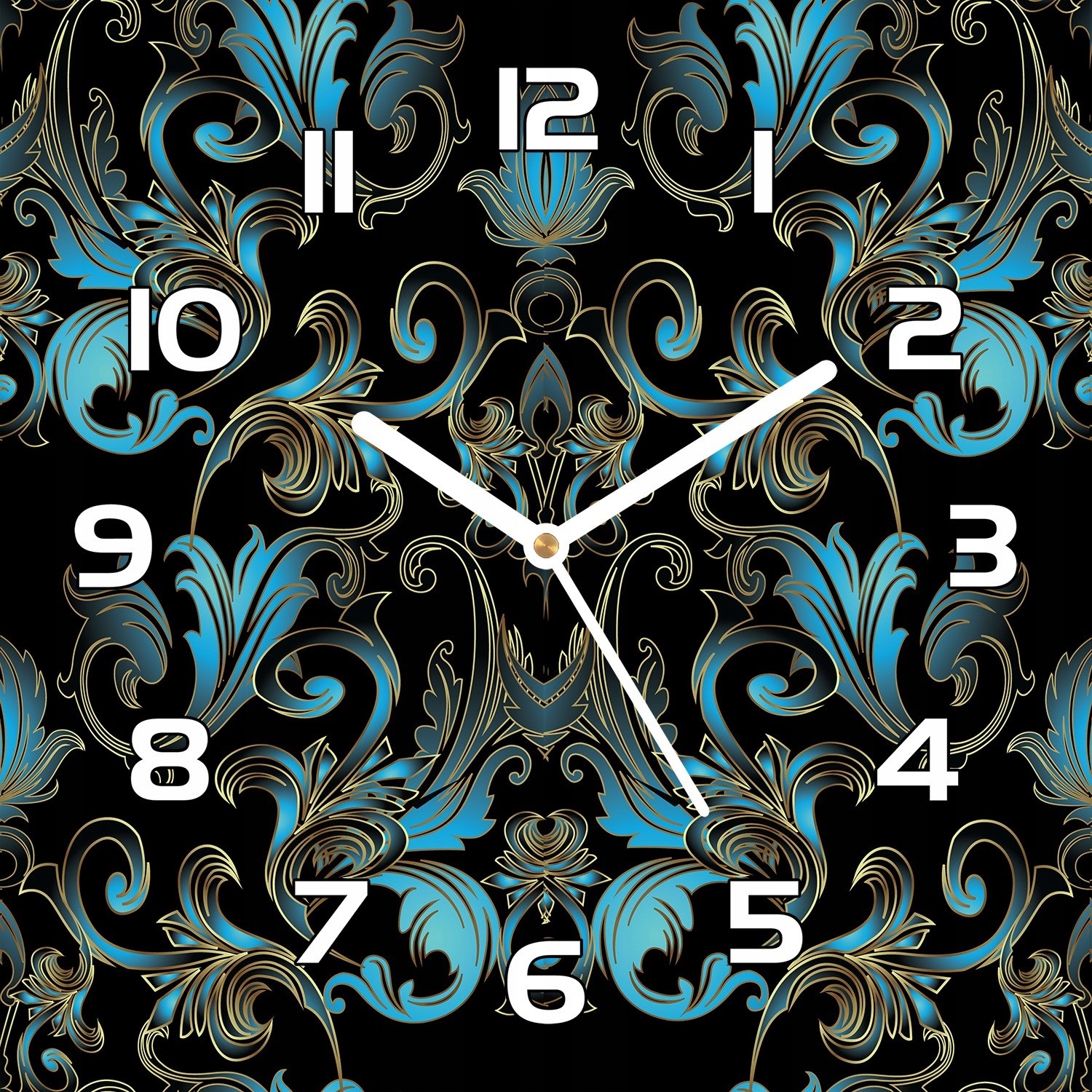 

Zegar szklany Barokowy niebiesko złoty wzór 30x30