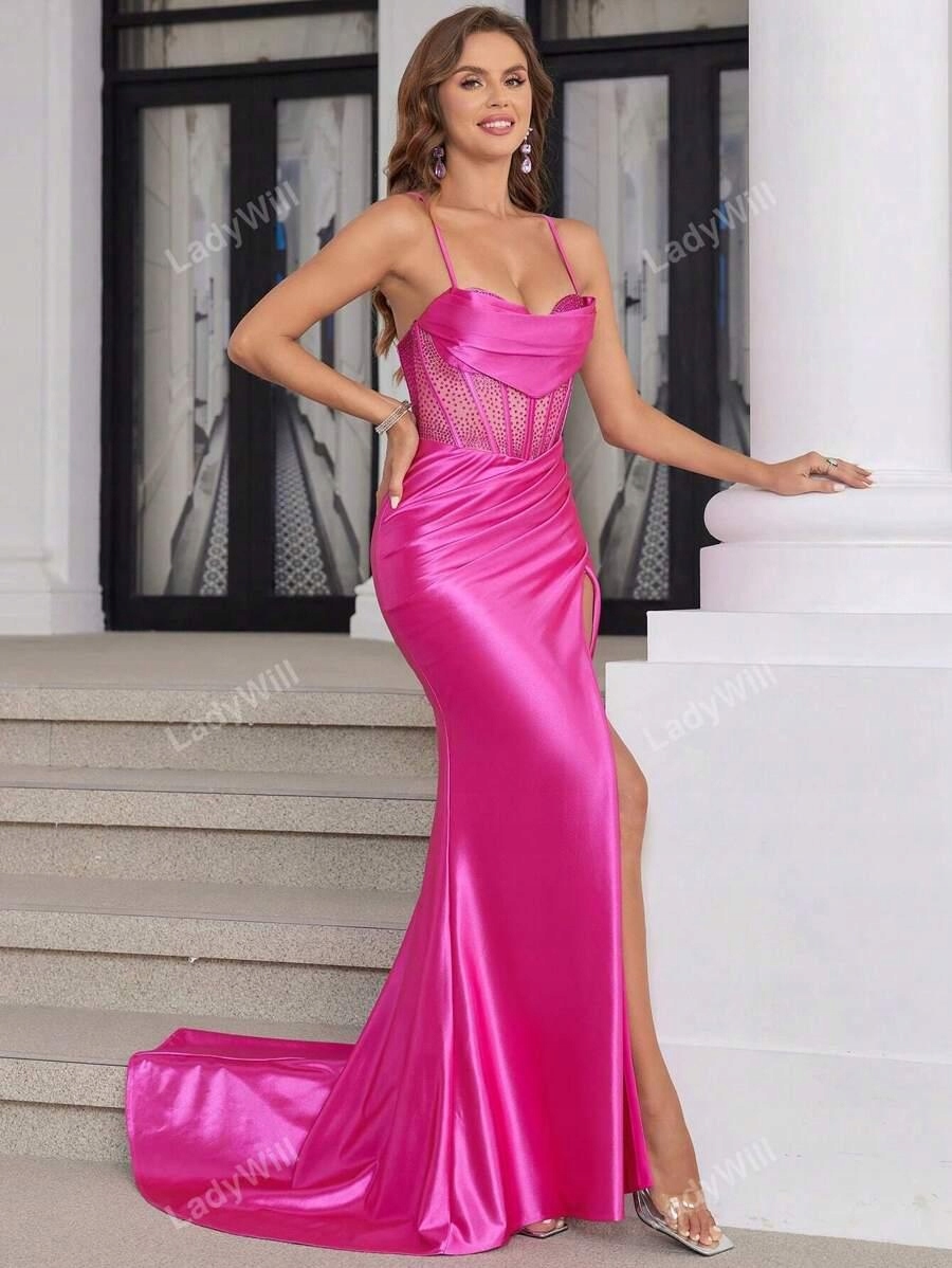 WC26303 Shein Korzetové Maxi Šaty Zirkony (38) XL