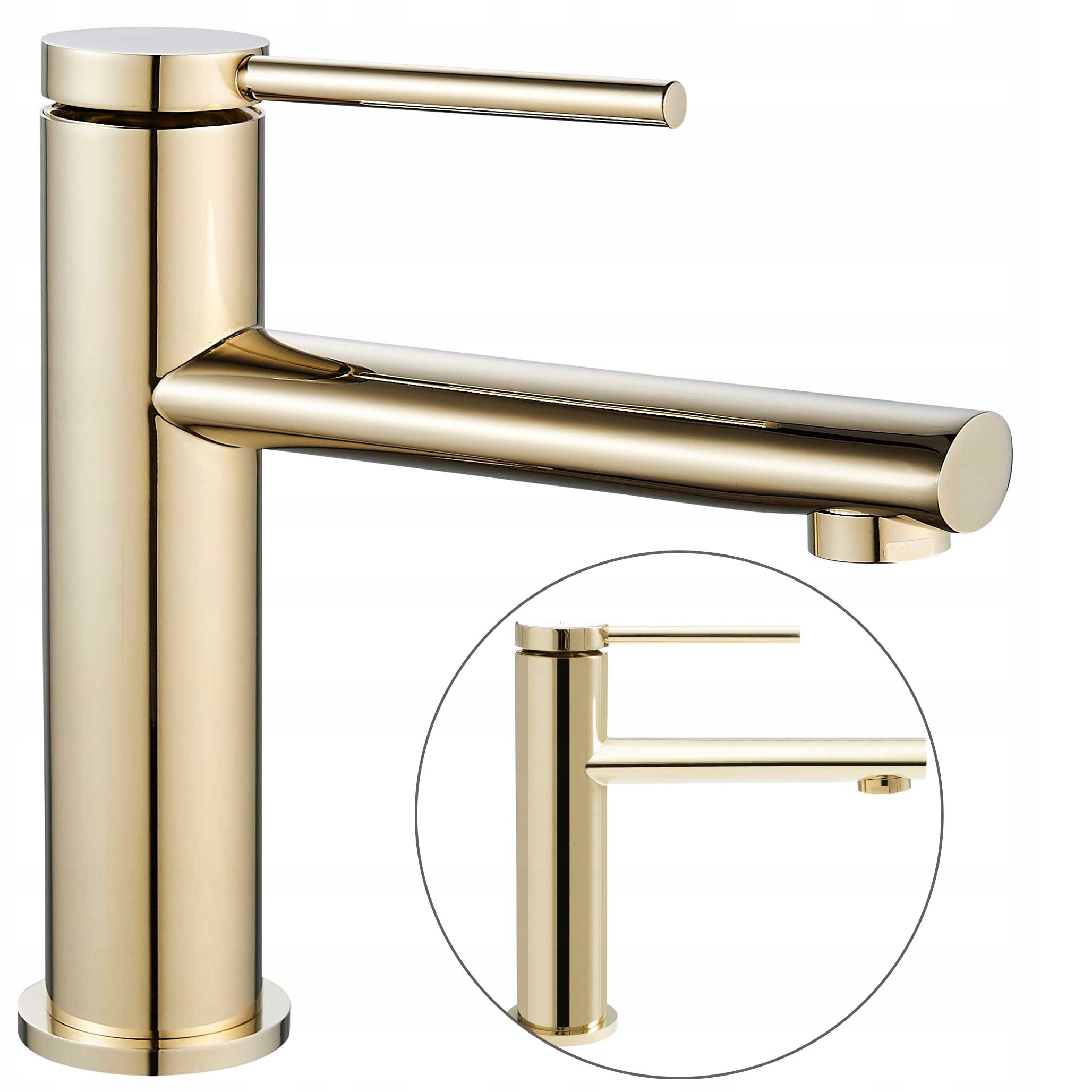 Zlatá stojanková umývadlová batéria Rea Oval Lesklá