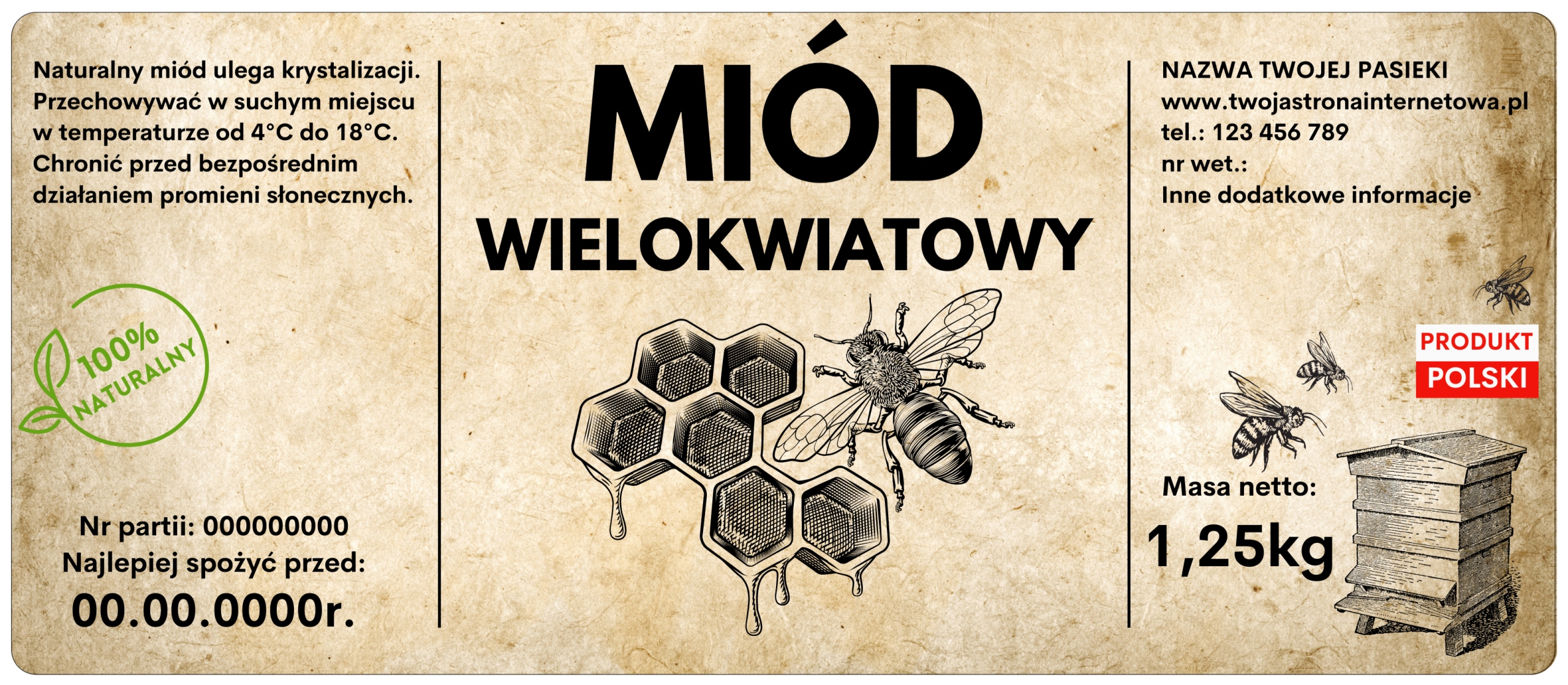 

Etykiety na Miód kreator tekstu Personalizowane