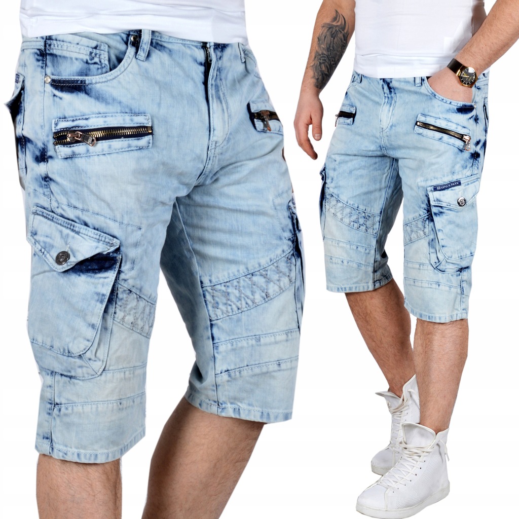 Kraťasy Cipo Baxx Džíny Kapsáče Light Denim