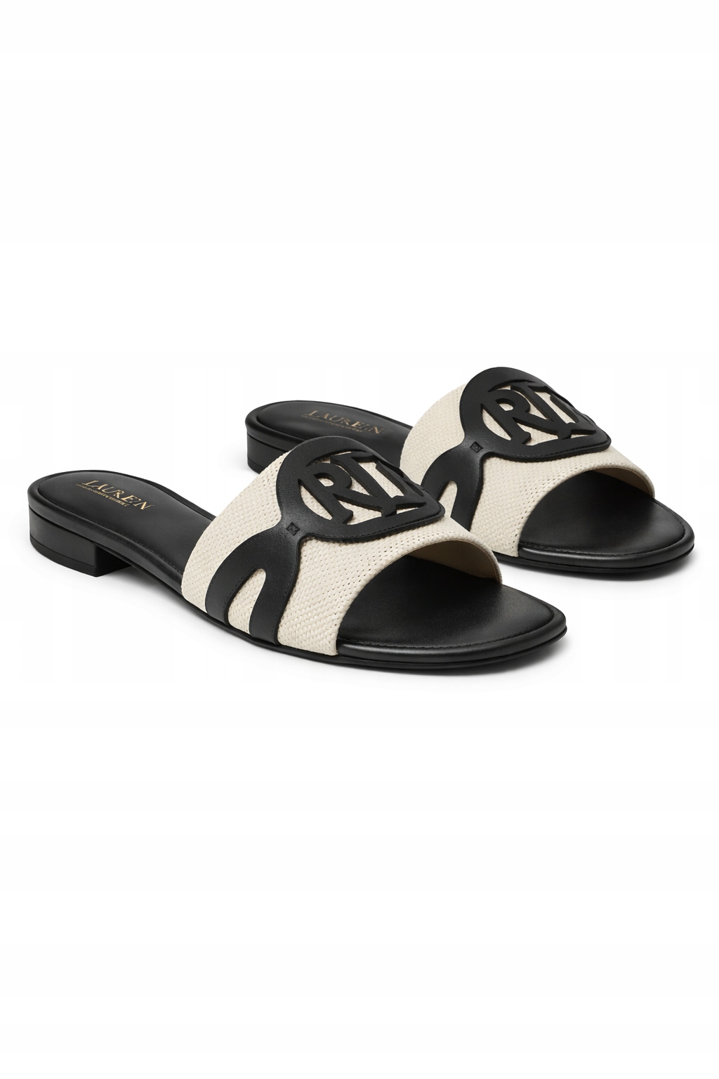 Lauren Ralph Lauren Nazouváky Z Přírodní Kůže A Béžové Tkaniny 42 I3A