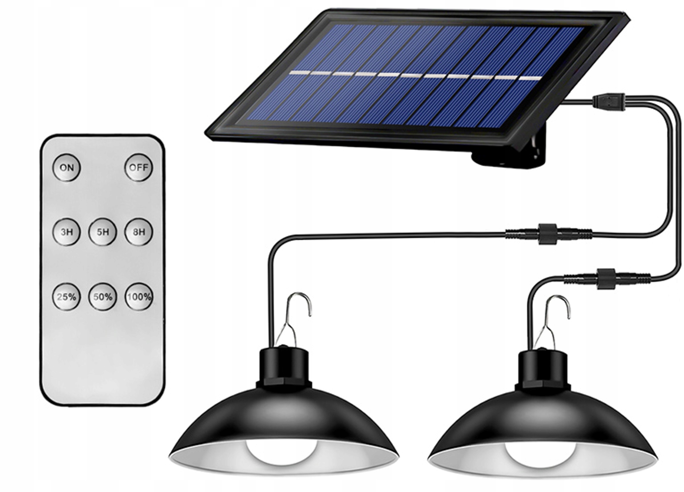 2X Solární Lampa Led Závěsný Zahradní Venkovní Panel Ovladač