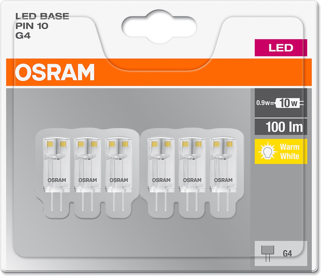 

6x Żarówka Led G4 Kapsułka 0,9W = 10W Osram 2700K
