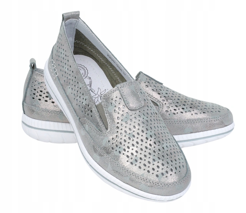 Wsuwane buty damskie zdrowotne skórzane komfortowe mokasyny półbuty Jezzi