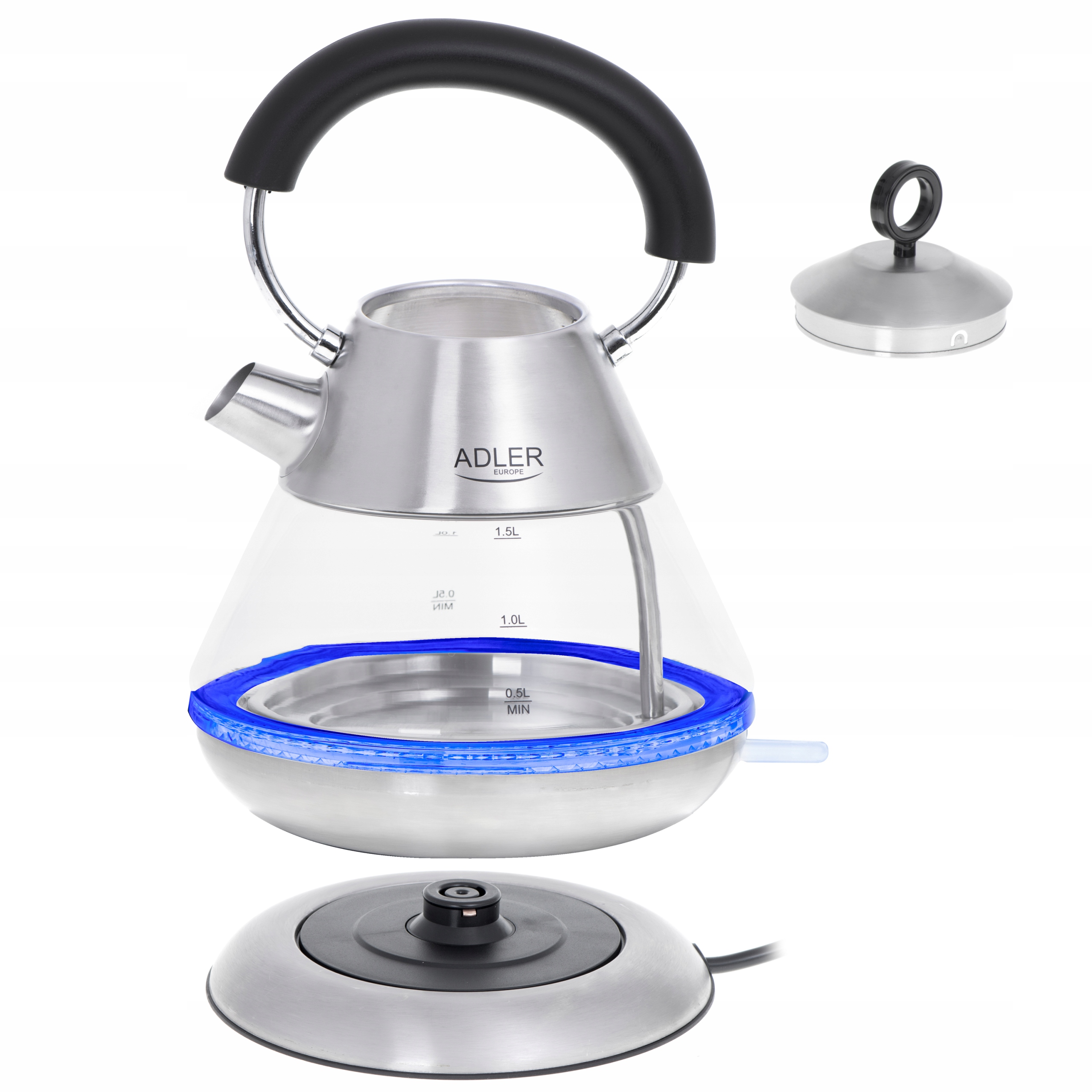Szklany Czajnik 1,5L STRIX 2200W - Szybkie Gotowanie i Bezpieczeństwo