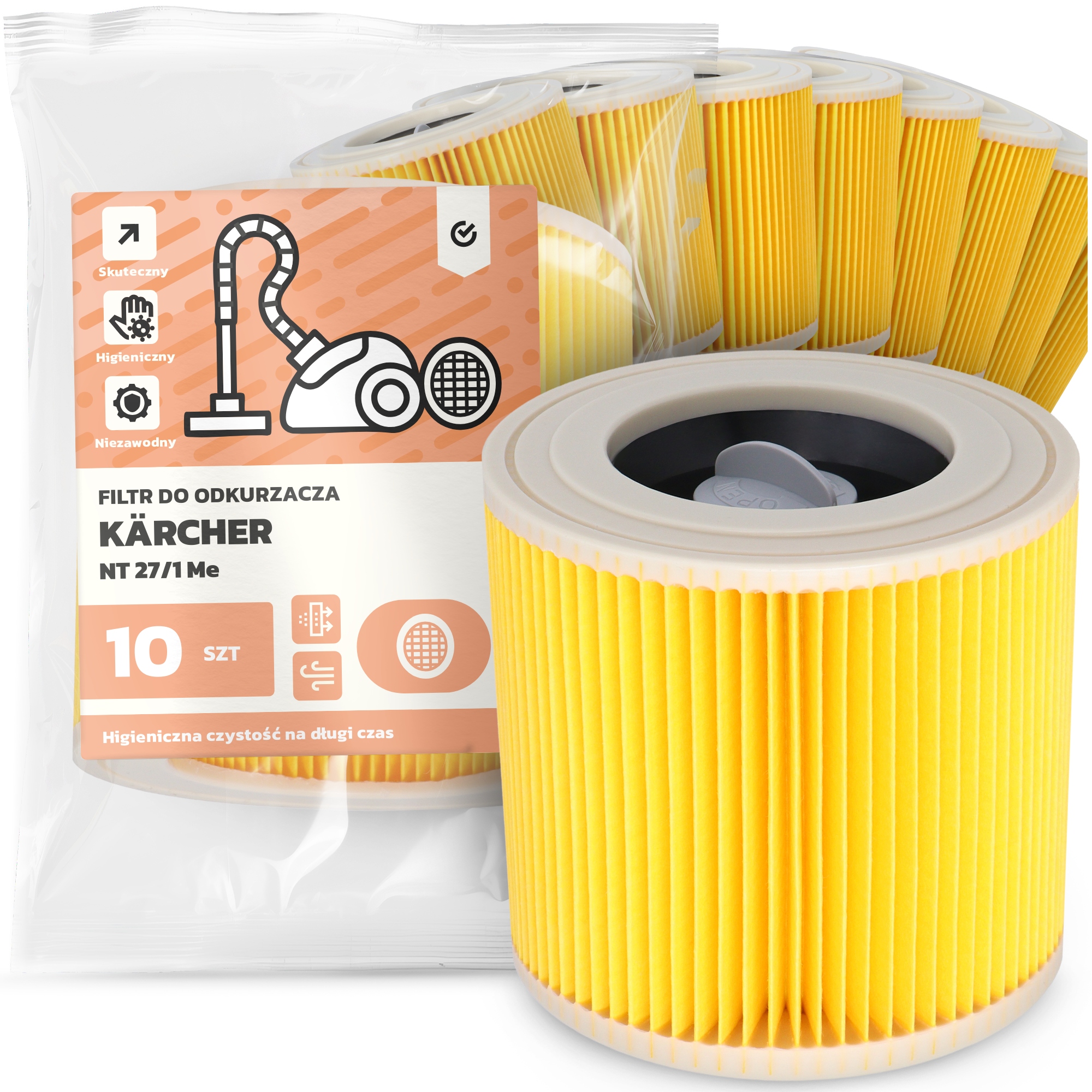 10 x Filtr Pro Vysavač Kärcher Nt 27/1 Me Vzduch Výkonný Filtry Em-w