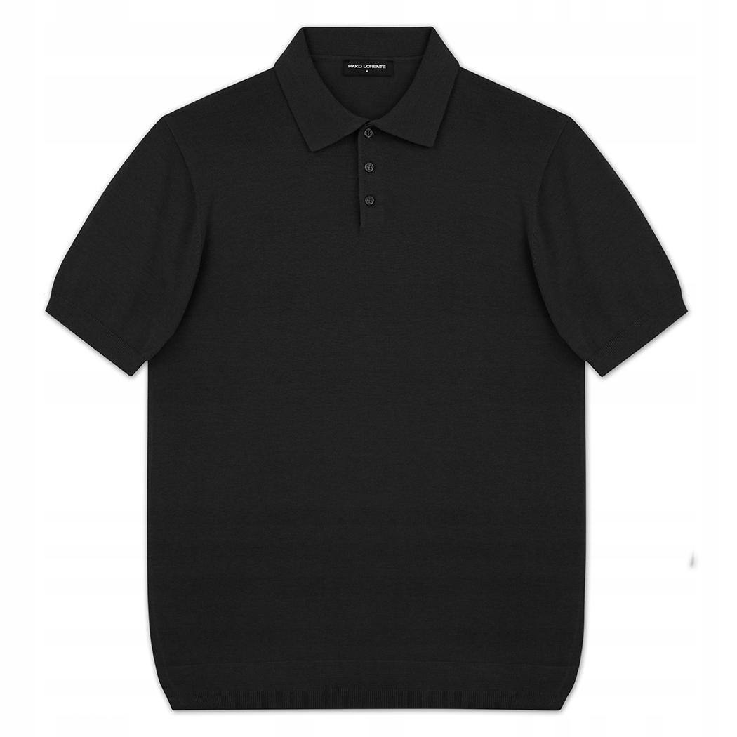 Černé pánské pletené polo tričko 100% bavlna Premium Pako Lorente vel M