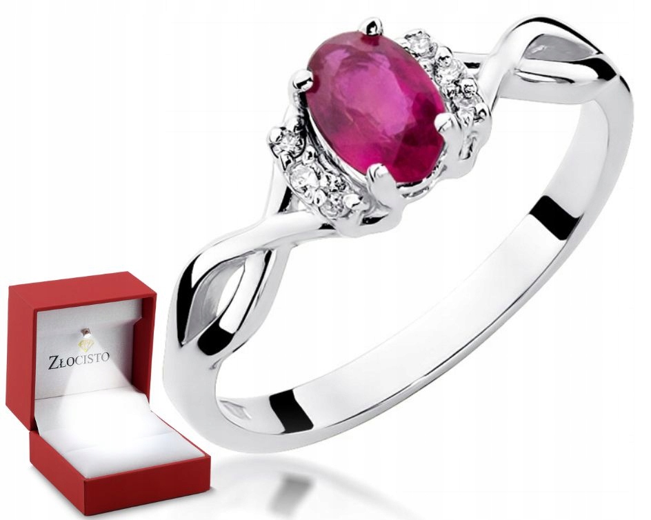 Zlatý prstýnek Rubín Brilianty 585 Gravírování Bonus
