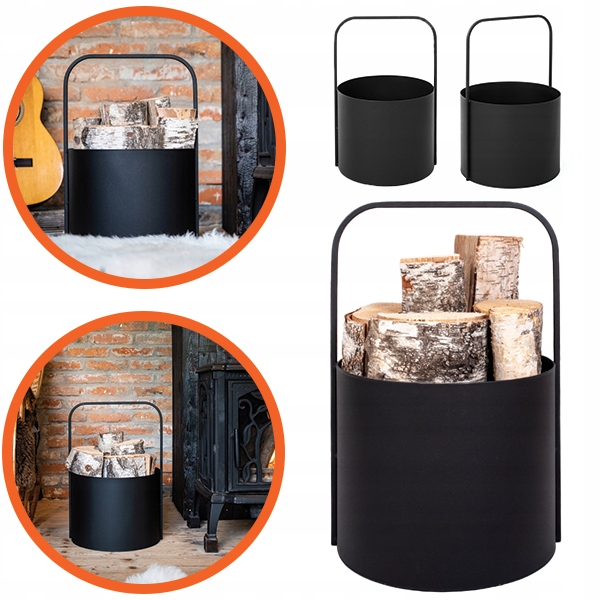Koš Stojan Na Drevo Okrúhly Loft Kovový Ku Krbu 38 CM Moderný