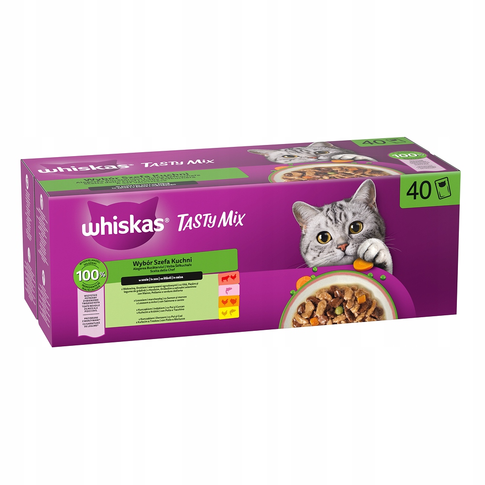 Levně Whiskas Tasty MIX mokré krmivo pro kočky Výběr šéfkuchaře v omáčce 40 x 85 g