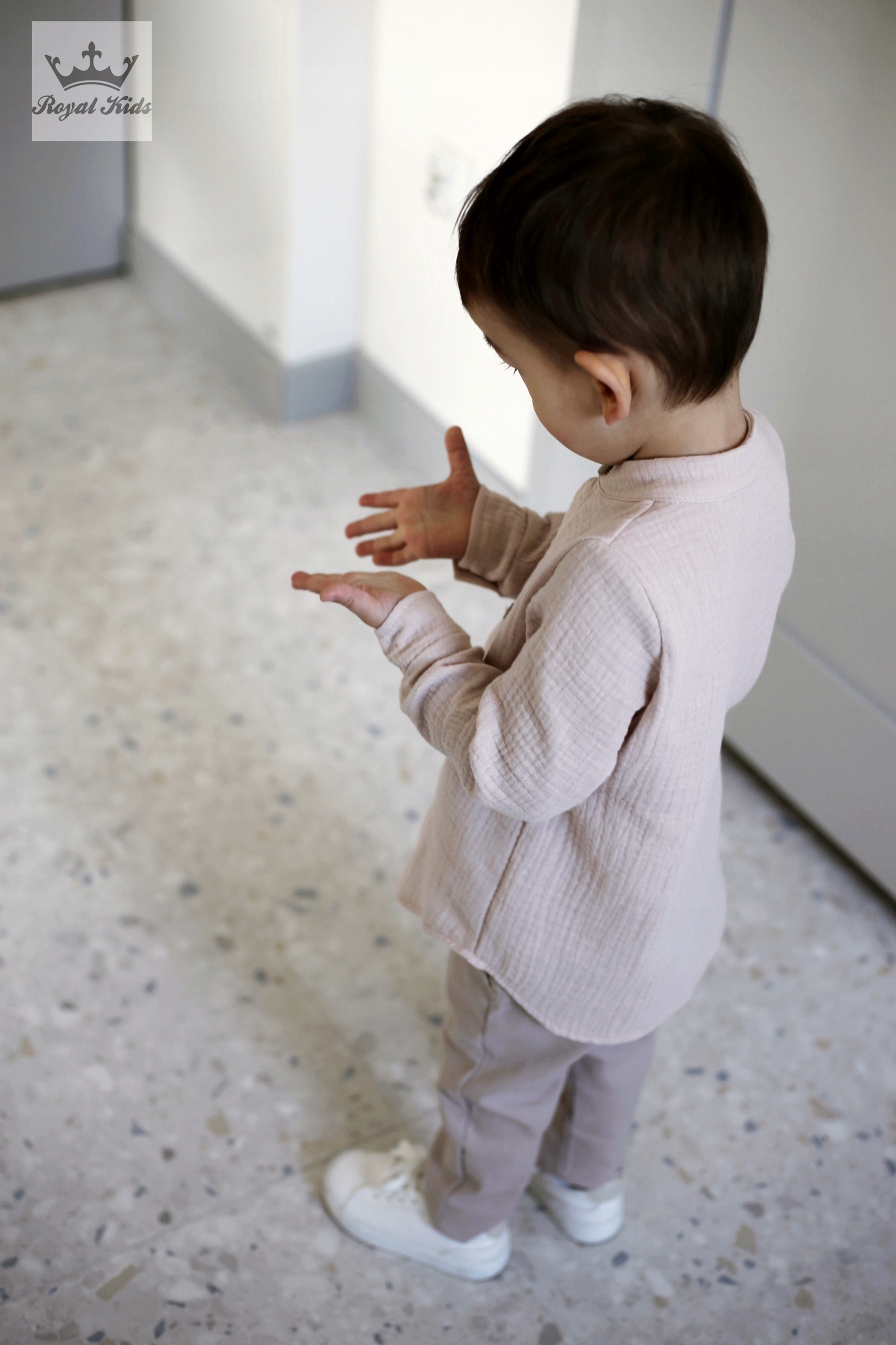 Koszula Muślinowa Chłopięca bawełniana BEŻOWA Royal Kids 92 98 długi rękaw Płeć chłopcy