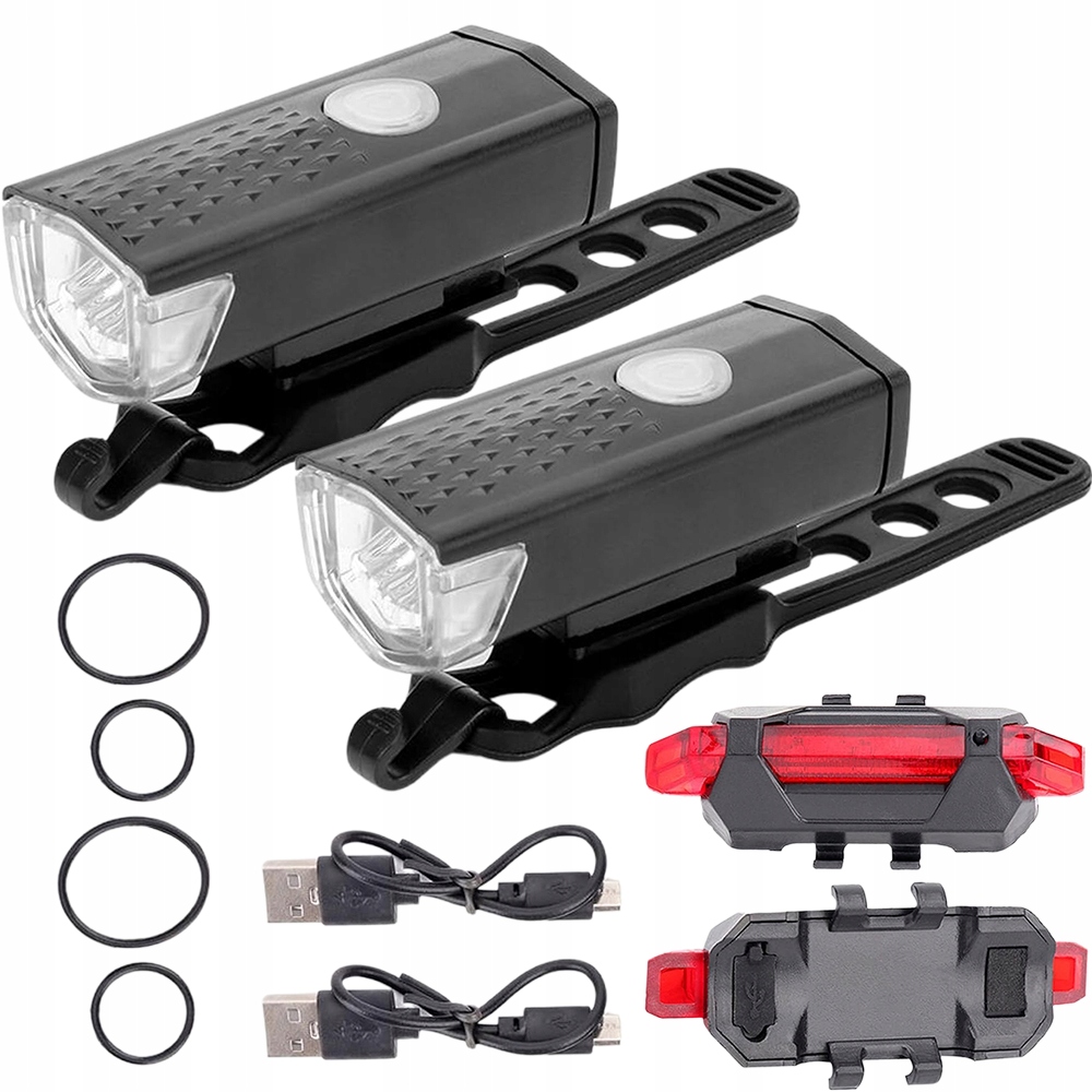 Światło Rowerowe Led Przód Tył Usb Wodoszczelne IPX4 Ładowanie 360° Obrotów