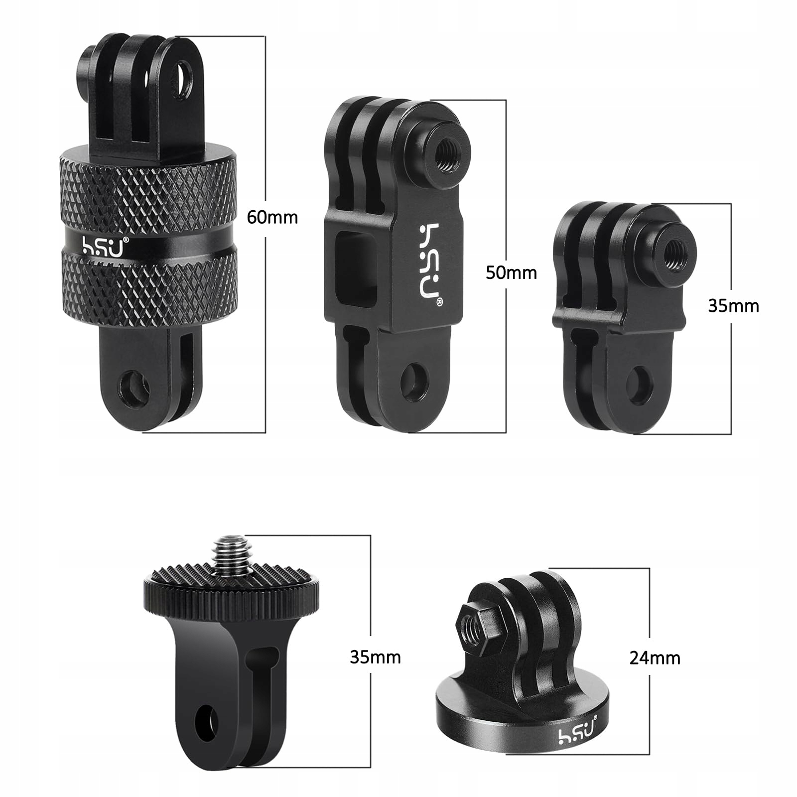 HSU Aluminiowy Uchwyt Kamerowy Do GoPro Hero Insta 360 Osmo Action — miniatura 5