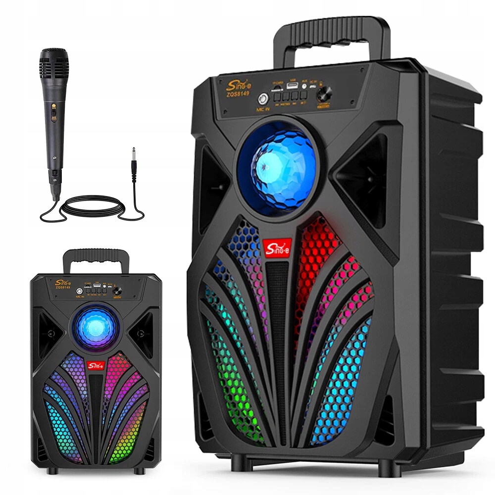 Głośnik Bluetooth Bezprzewodowy Boombox Led Usb Sd Fm Funkcja Tws diody Led