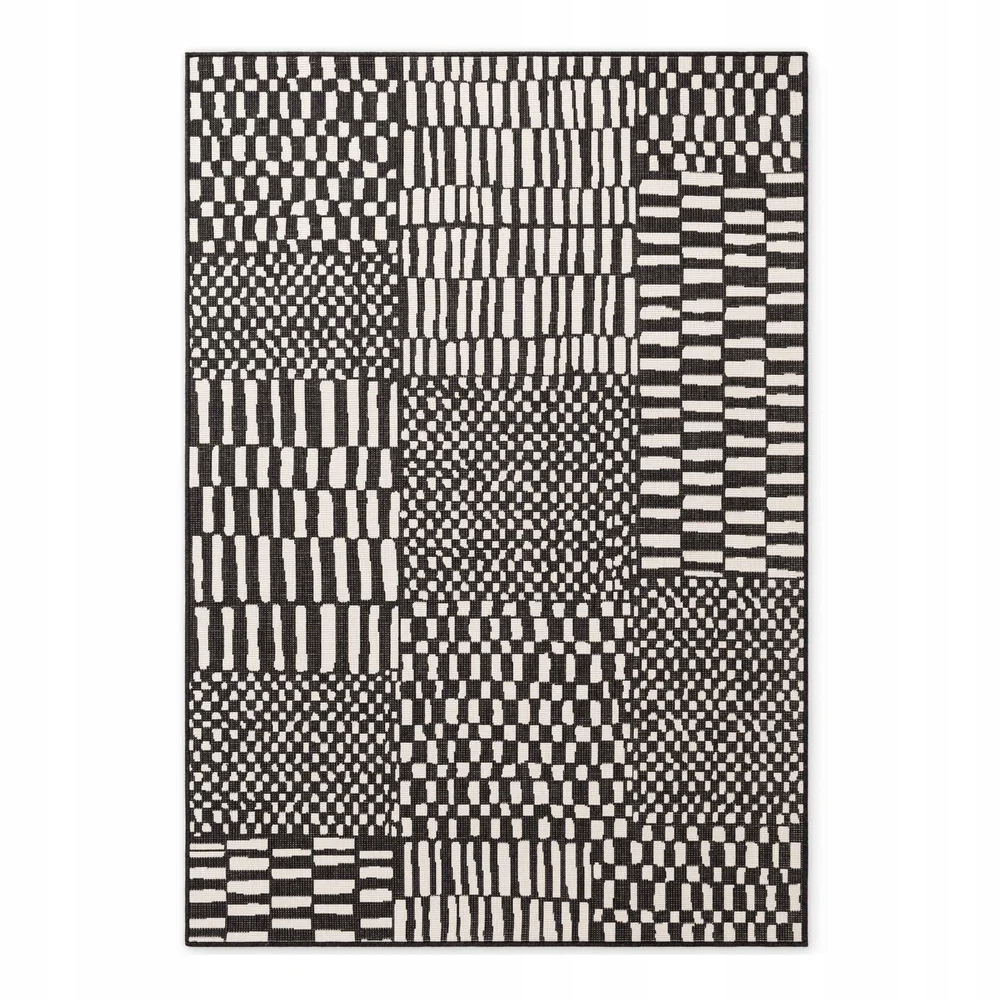 Koberec na terasu 200x300 cm, obojstranný vonkajší, čierno-krémový