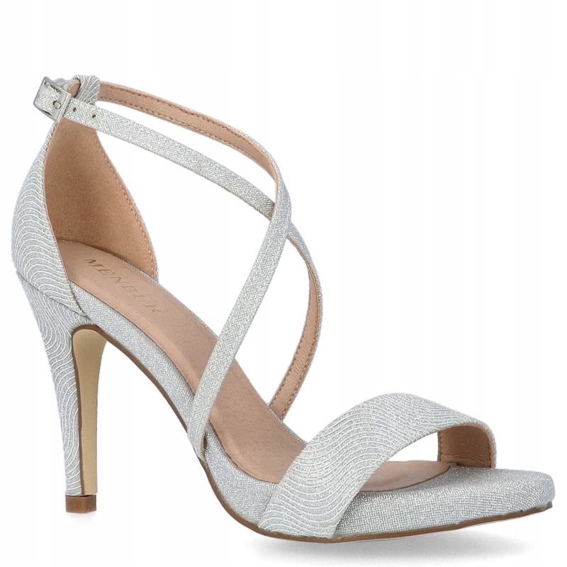 Lesklé sandály na platformě Menbur 23688 Stříbrné 36
