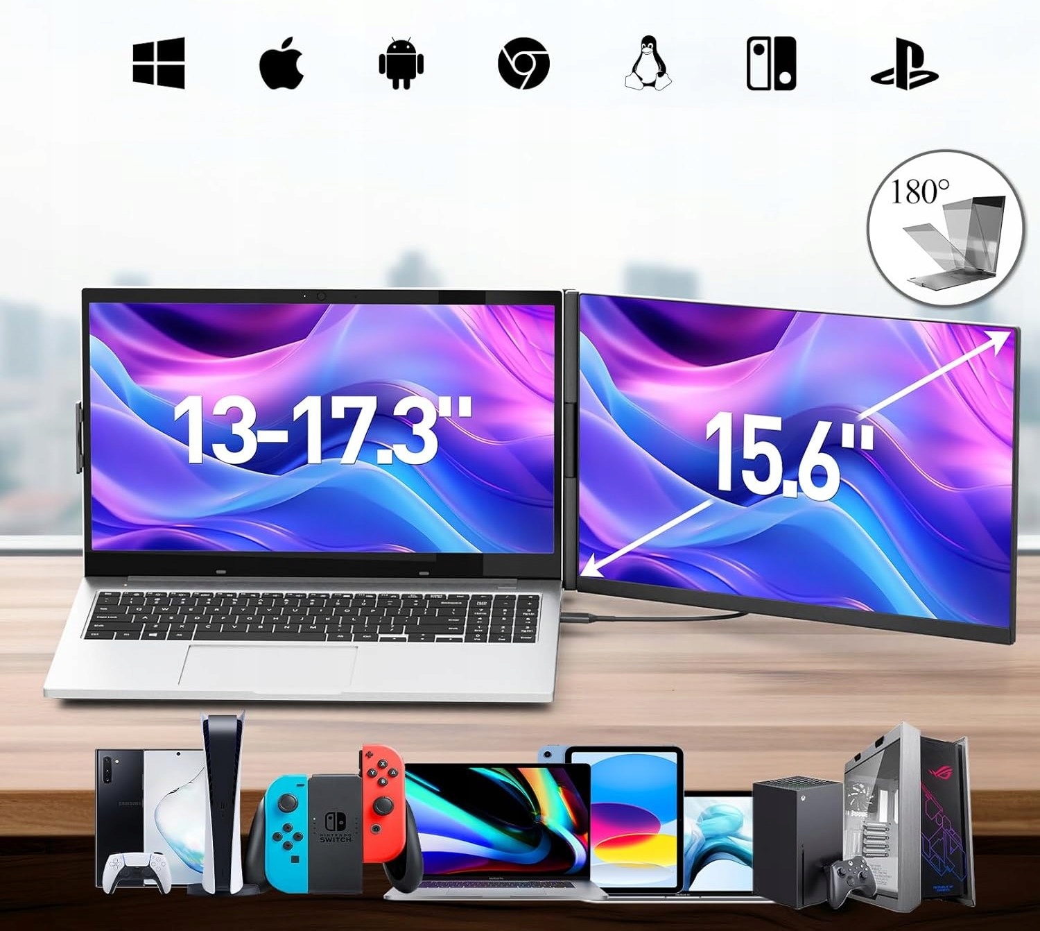 PRZENOŚNY MONITOR KEFEYA 15,6" 1080P 120% SRGB DO WSZYSTKICH LAPTOPÓW Model P5