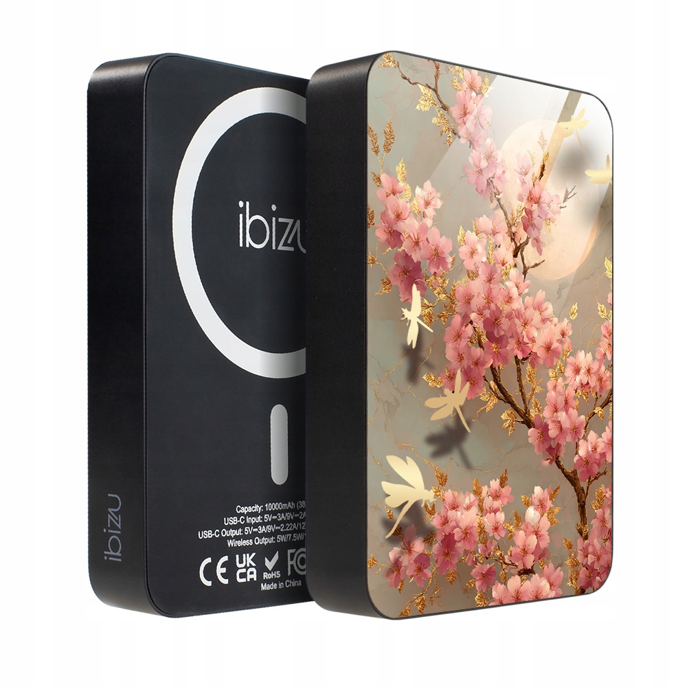Powerbank Ibizu MagPower 10k z MagSafe, solidny, 10 000 mAh, Taniec sakury