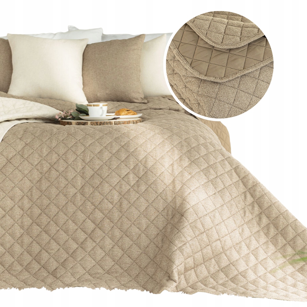 Dekorativní přehoz na postel prošívaný 220x240 cm kávově hnědý Molly