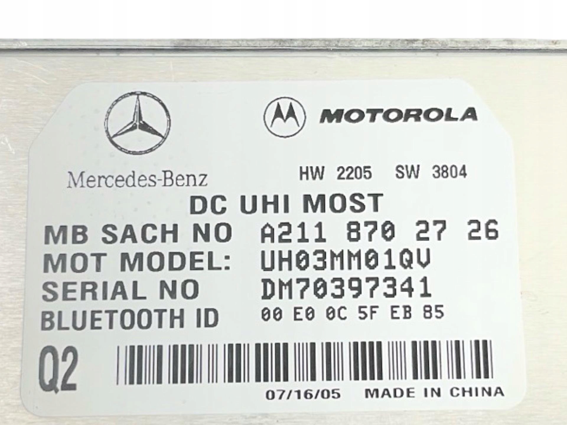 control unit Bluetooth Mercedes-Benz E W211 2005 A2118702726