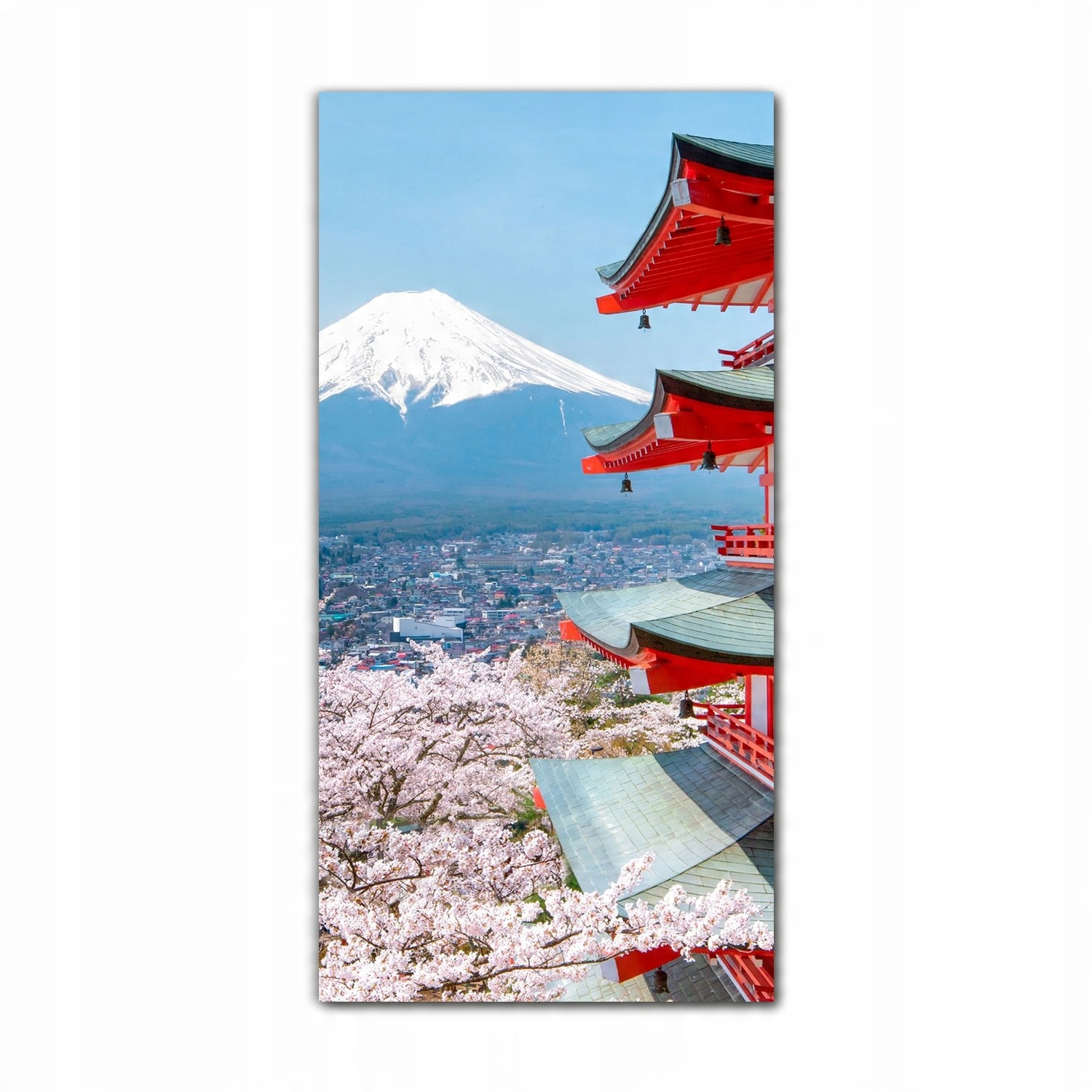 

Obraz szklany na ścianę 70x140 Fuji pagoda wiśnie