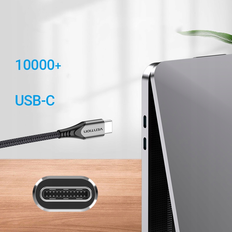 VENTION 2x USB Type-C PD100W 20V/5A QC4.0 FCP 2m Złącza USB typ C - USB typ C