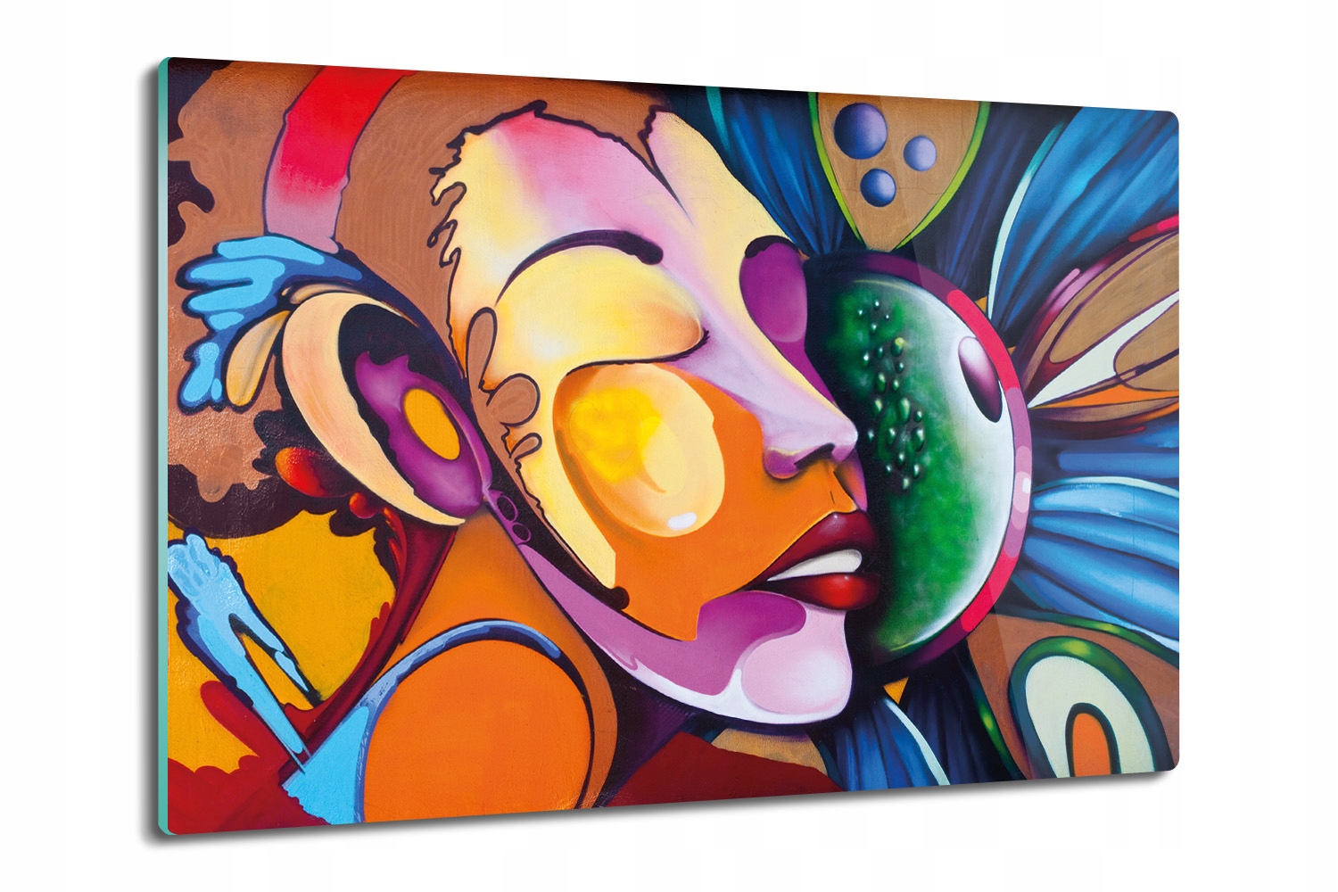 Deska na krájení Tvrzené Sklo do kuchyně 80x52 Tvář květ graffiti