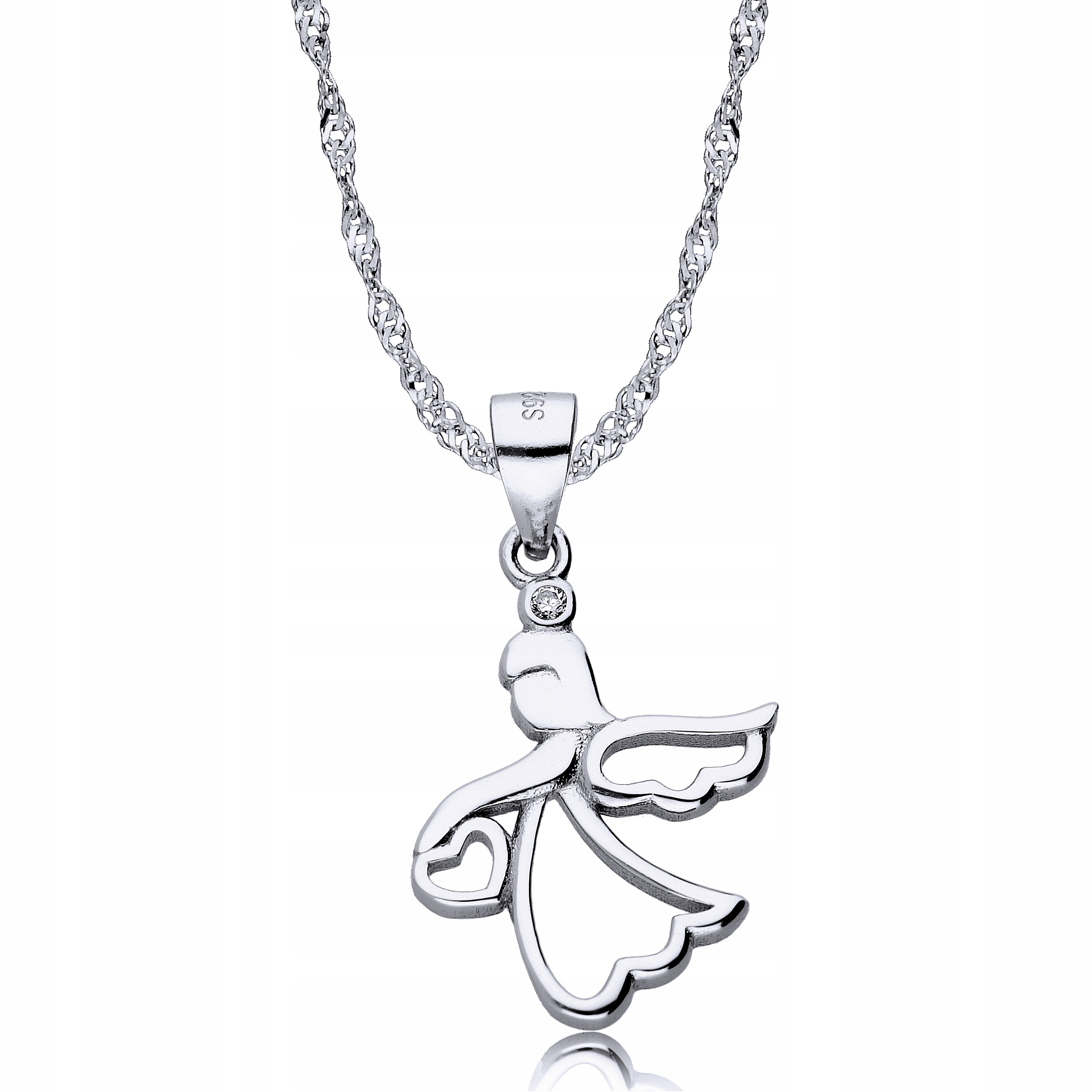 Srebrny Łańcuszek 925 Medalik Aniołek Komunia Chrzest Grawer Marka Inna marka