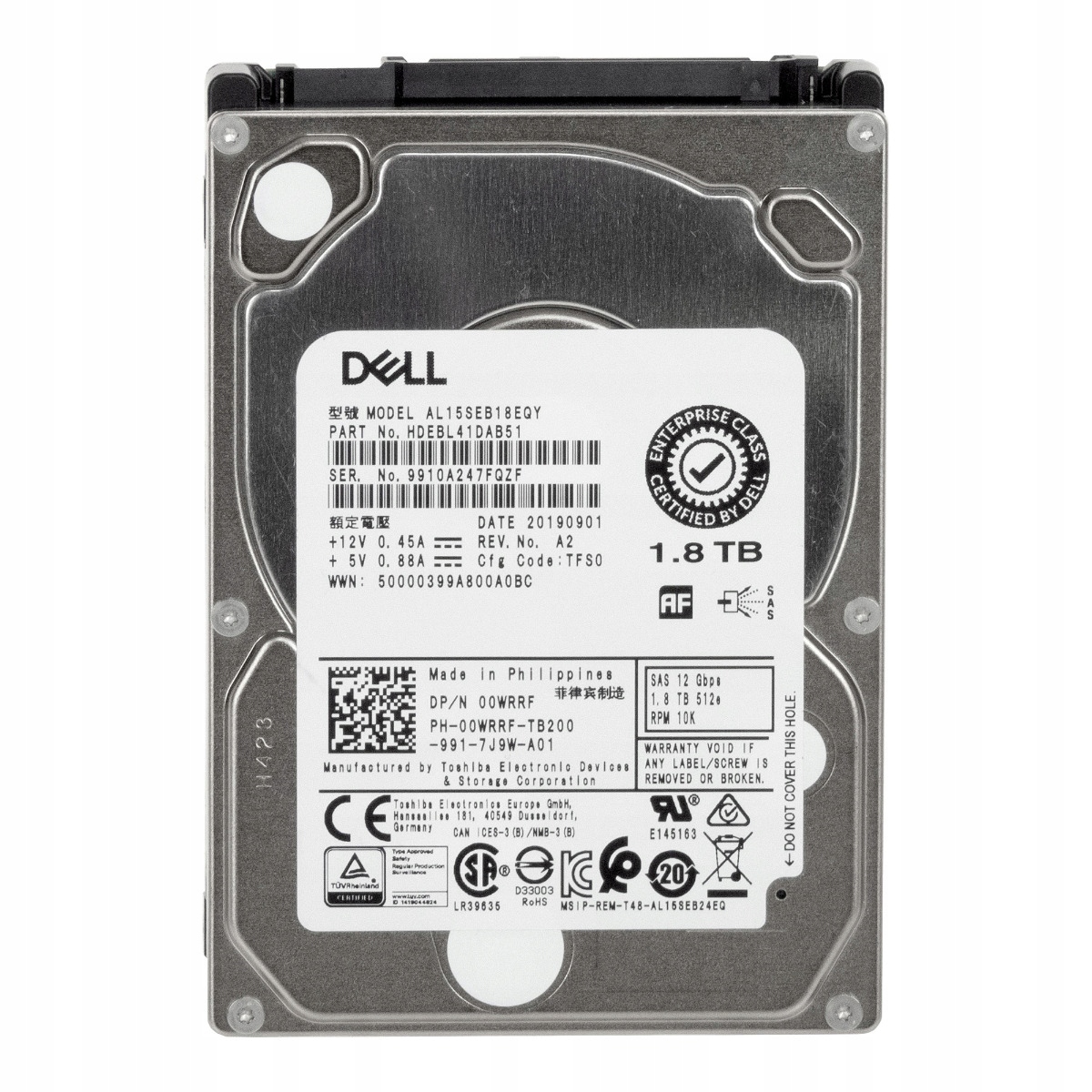 Dell 00WRRF 1.8TB 10K 128MB SAS-3 2.5'' AL15SEB18EQY