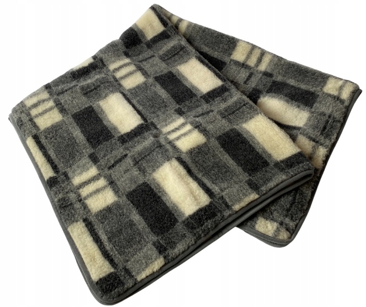 Vlněná deka Kostka Šedá 220X200 Merino 100% Vlna 200X220 Woolmark Kampol