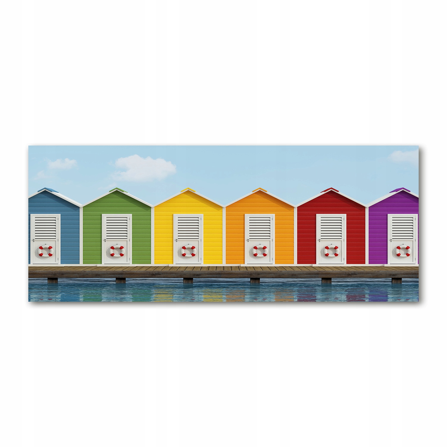 

Foto obraz akryl zdjęcie Plażowe kabiny 125x50 cm
