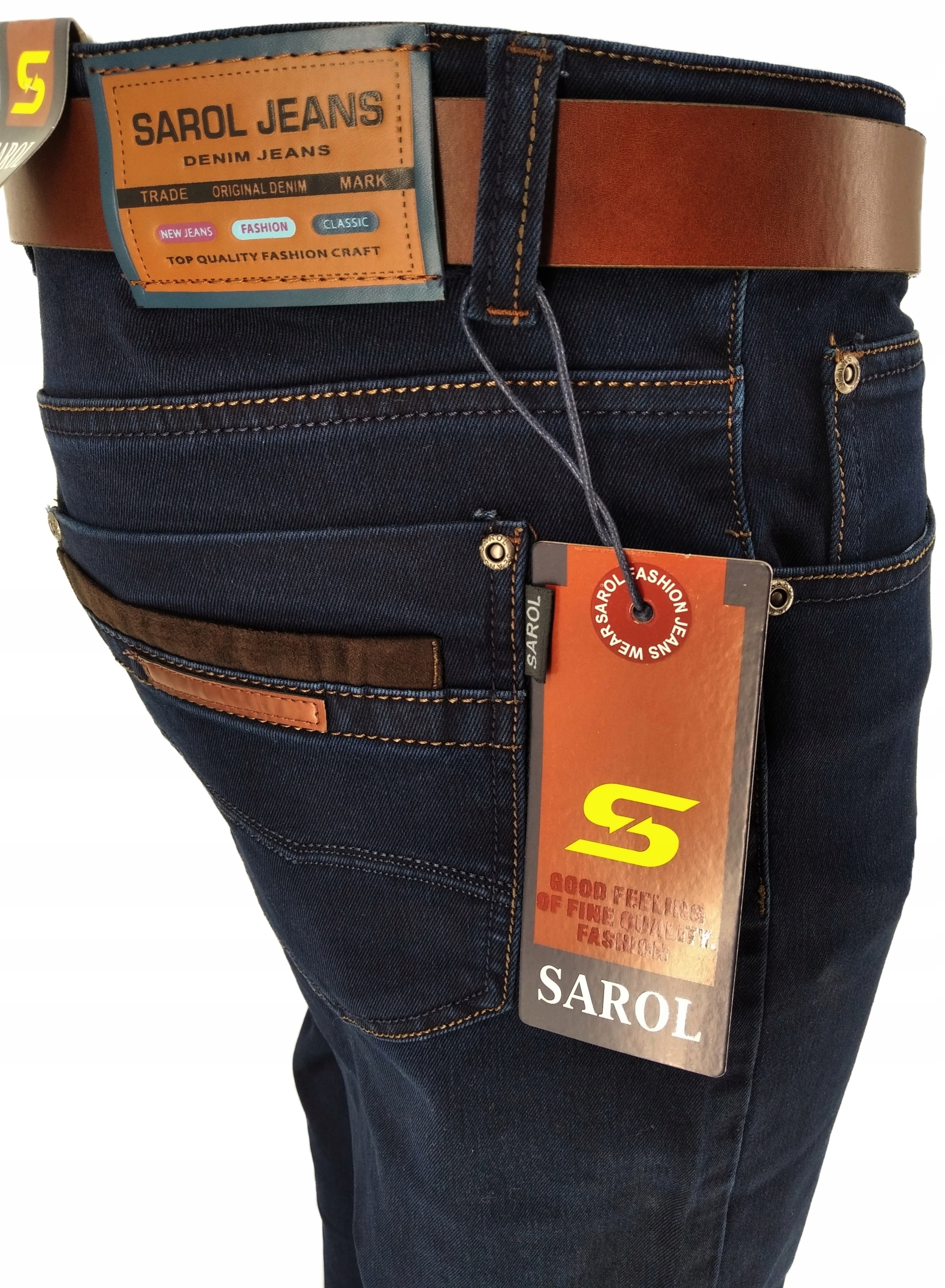 SPODNIE MĘSKIE JEANS JEANSY SAR NAVY W35 90-92 CM