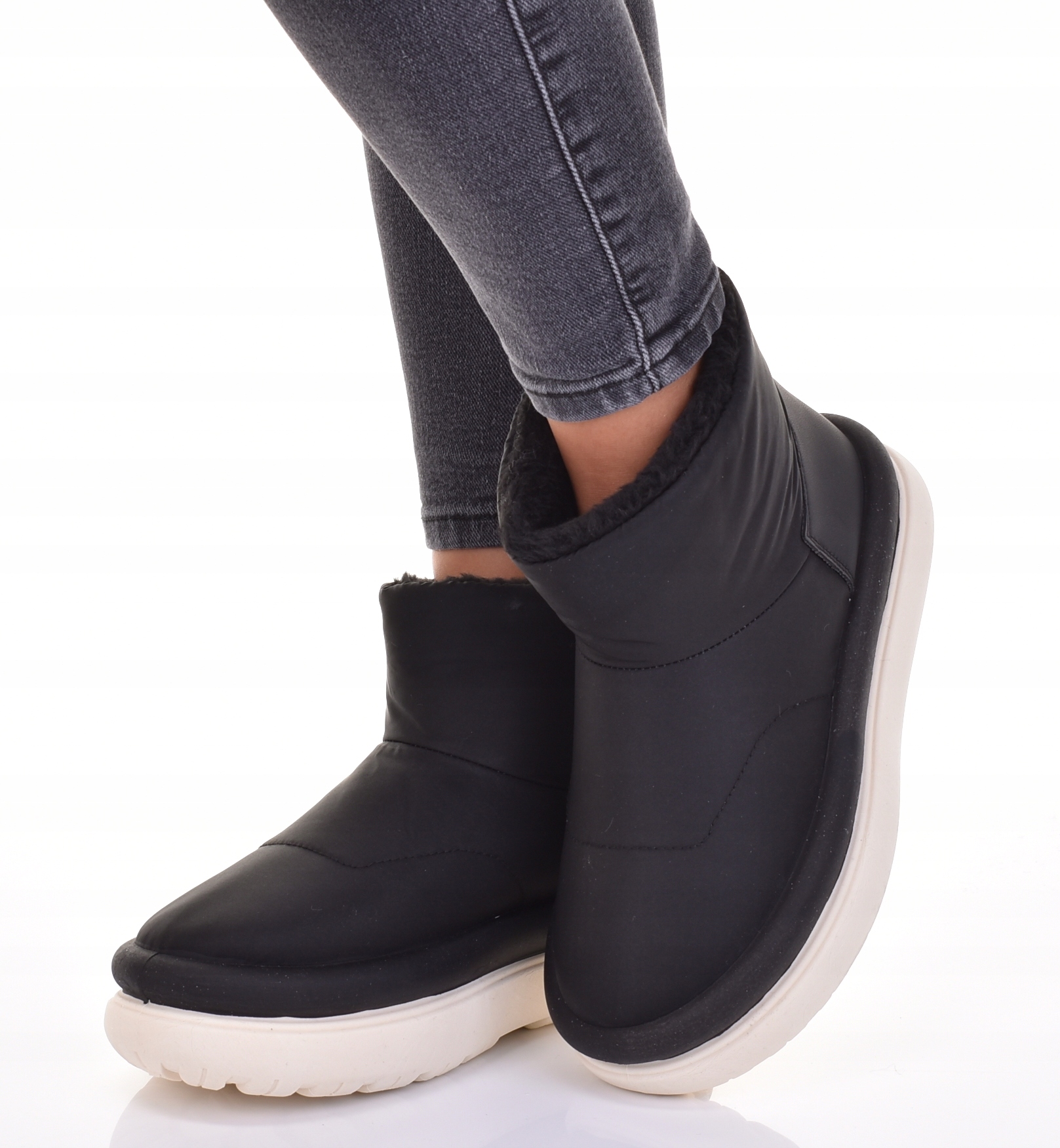 KLASYCZNE DAMSKIE ŚNIEGOWCE Z FUTERKIEM WSUWANE PLATFORMA BUTY ZIMOWE Marka inna