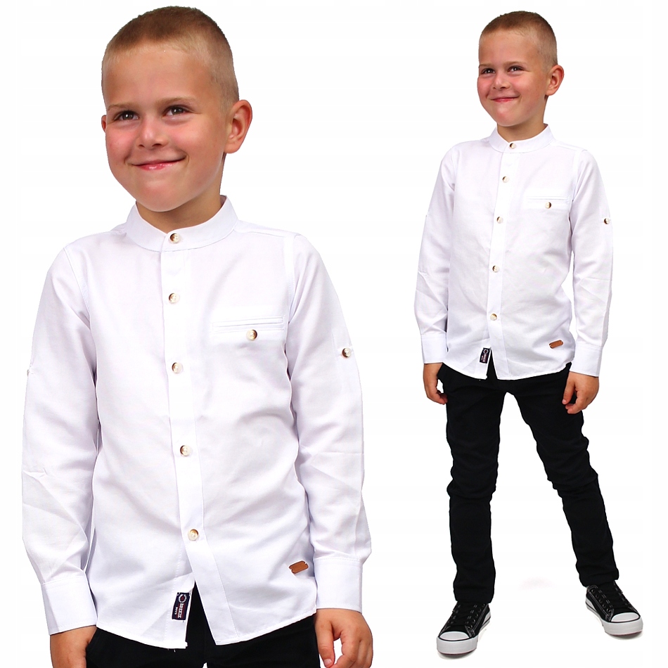 

Elegancka Koszula Ze Stójką Breeze Biała 152