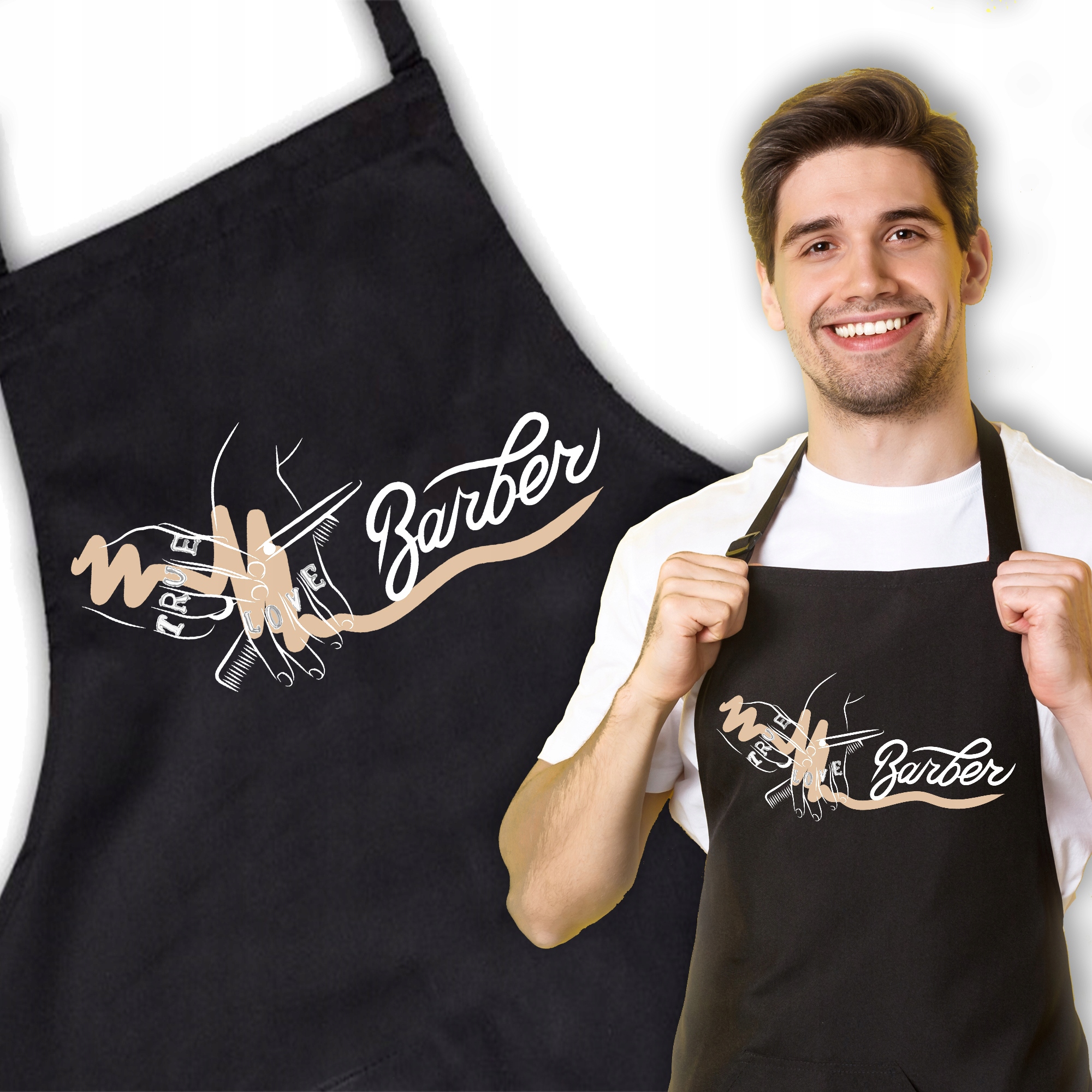 Černá zástěra jako Dárek pro kadeřníka Barber Wz