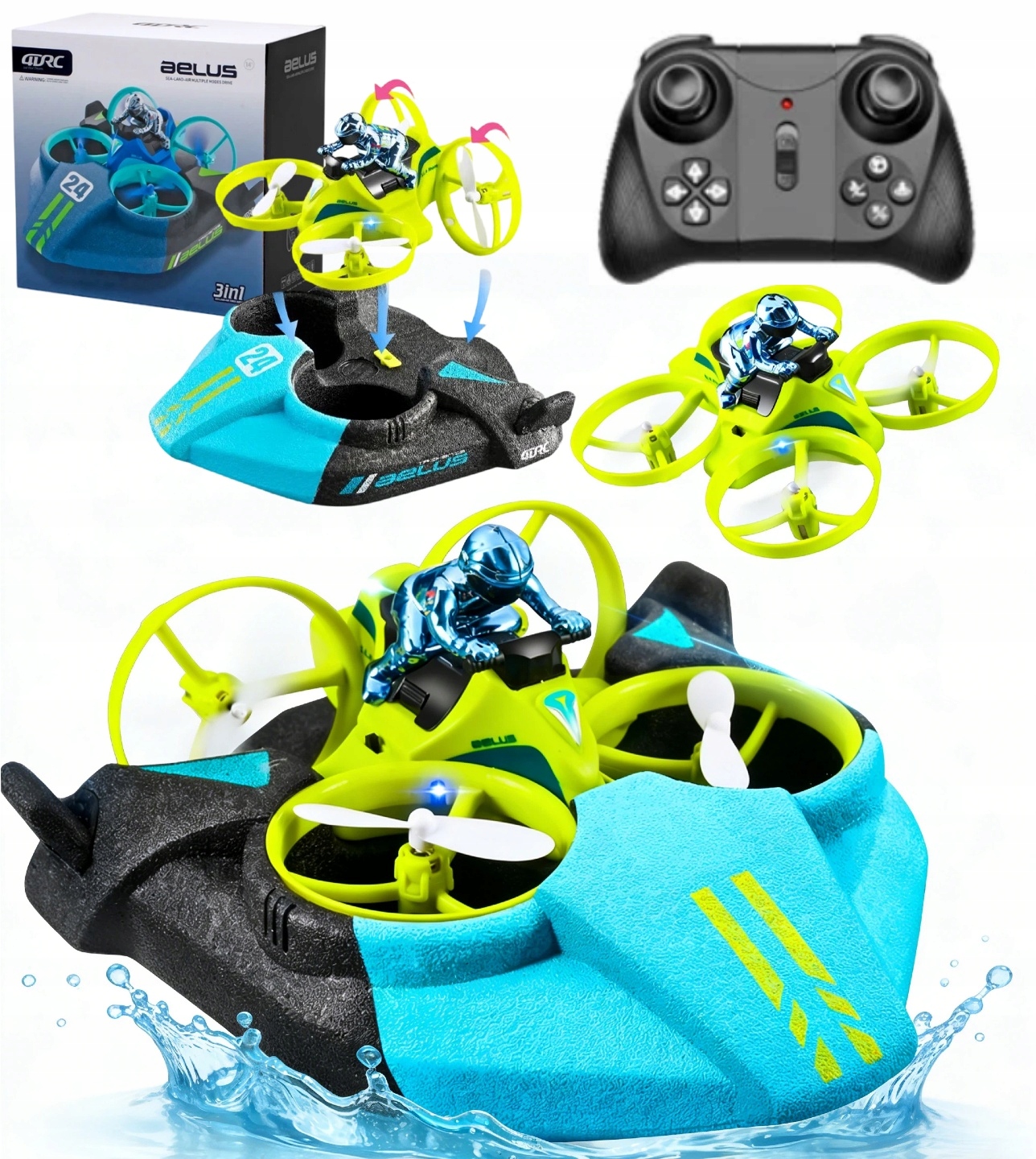 Winanqe H24F Mini Dron Loďka Loď 3v1 Quadrocopter Na Dálkové Ovládání