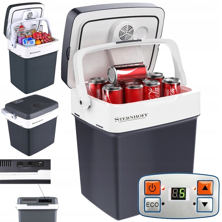 Lodówka turystyczna samochodowa podróżna 32L szara XXL Usb 12/230V