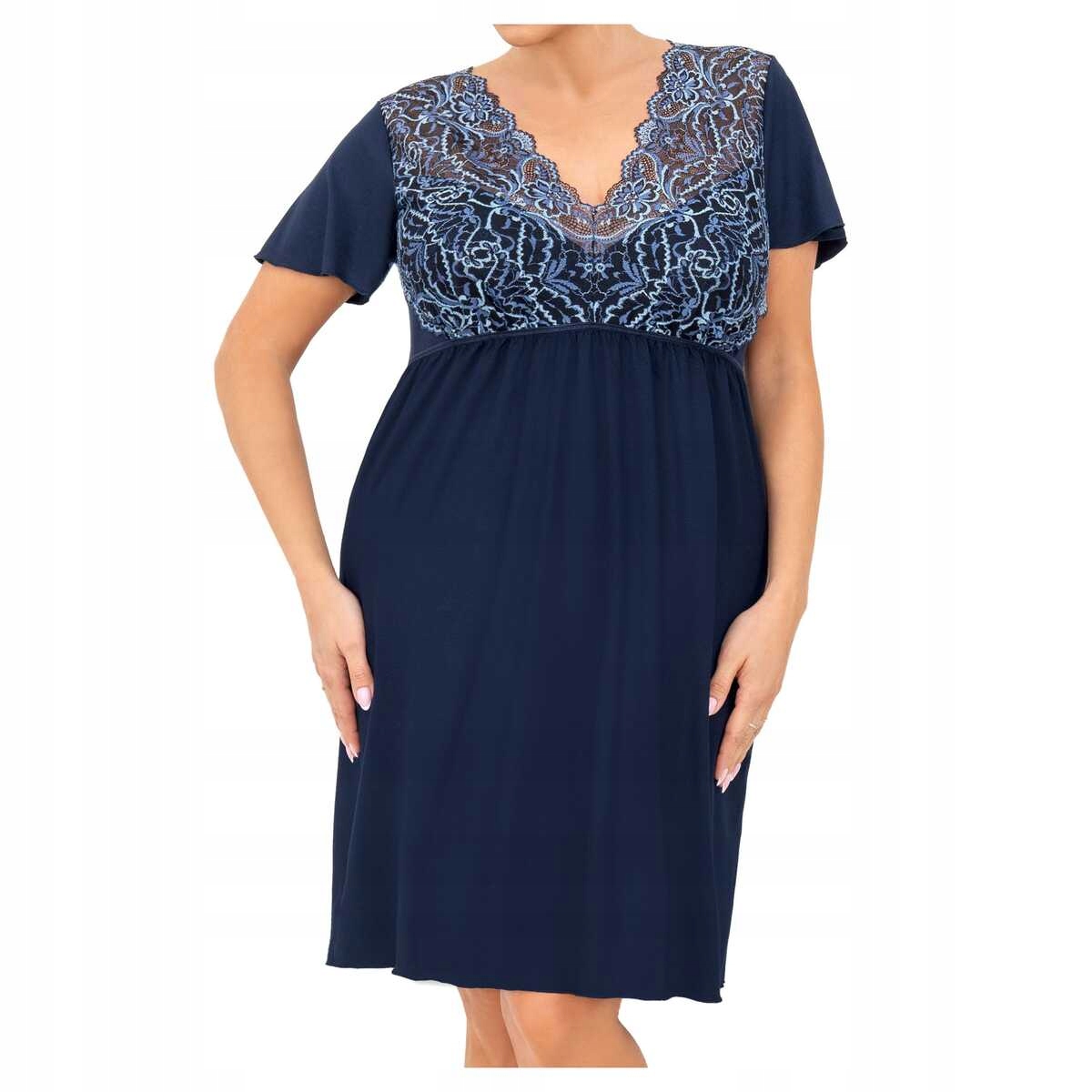 Donna Košile noční z viskózy s krátkým rukávem Melania tmavě modrá plus 4XL