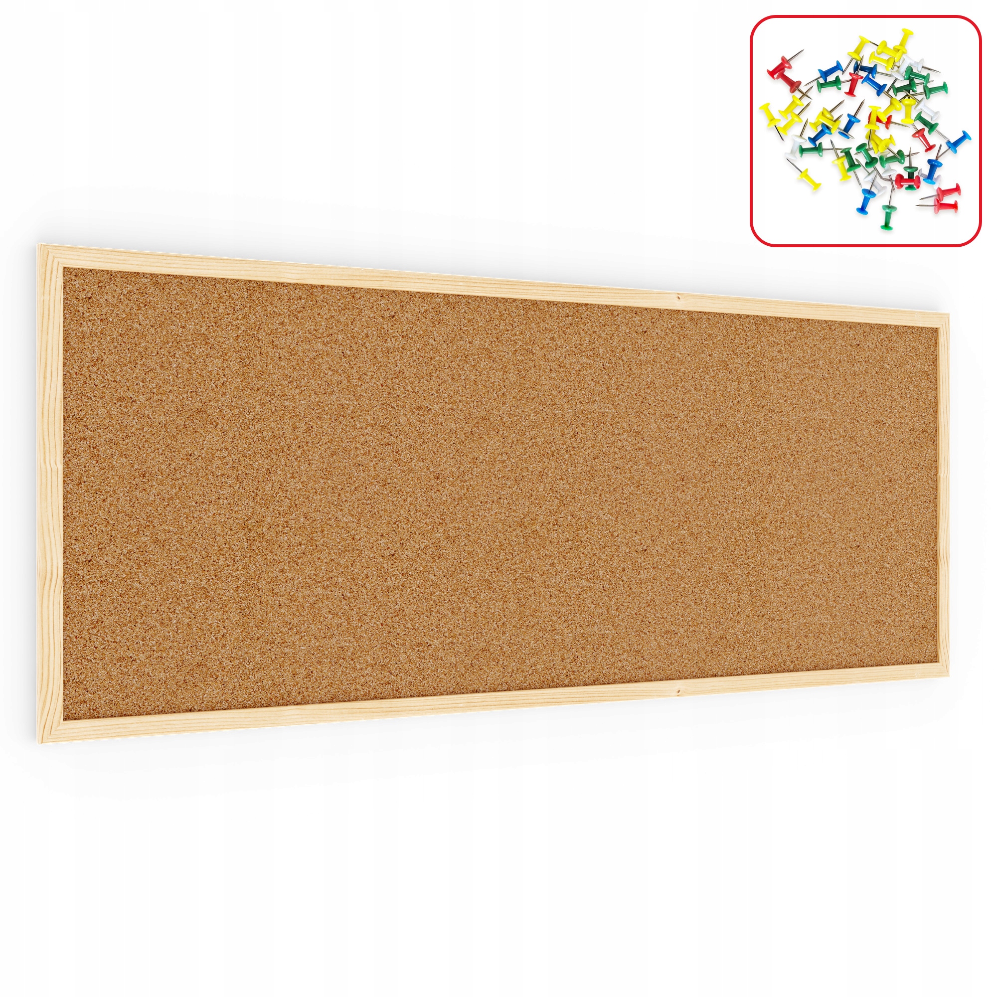 Tablica korkowa (rama drewniana) 100x40 cm + GRATIS