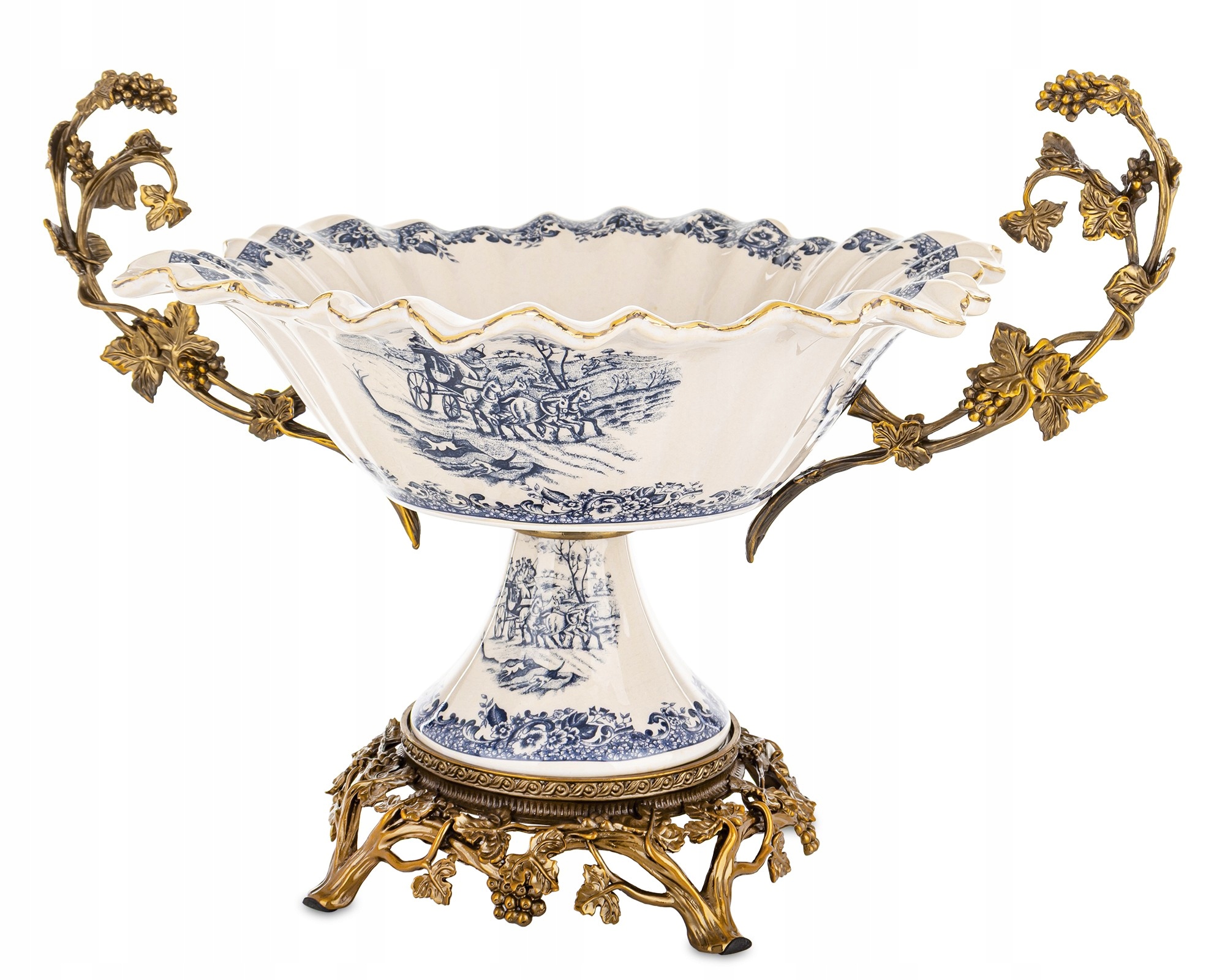 Keramická veľká dekoratívna miska Empire Zlatá na nohe Retro