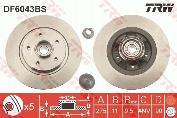 2× trw DF6043BS тормозной диск тормозные колодки зад комплект. GDB1786