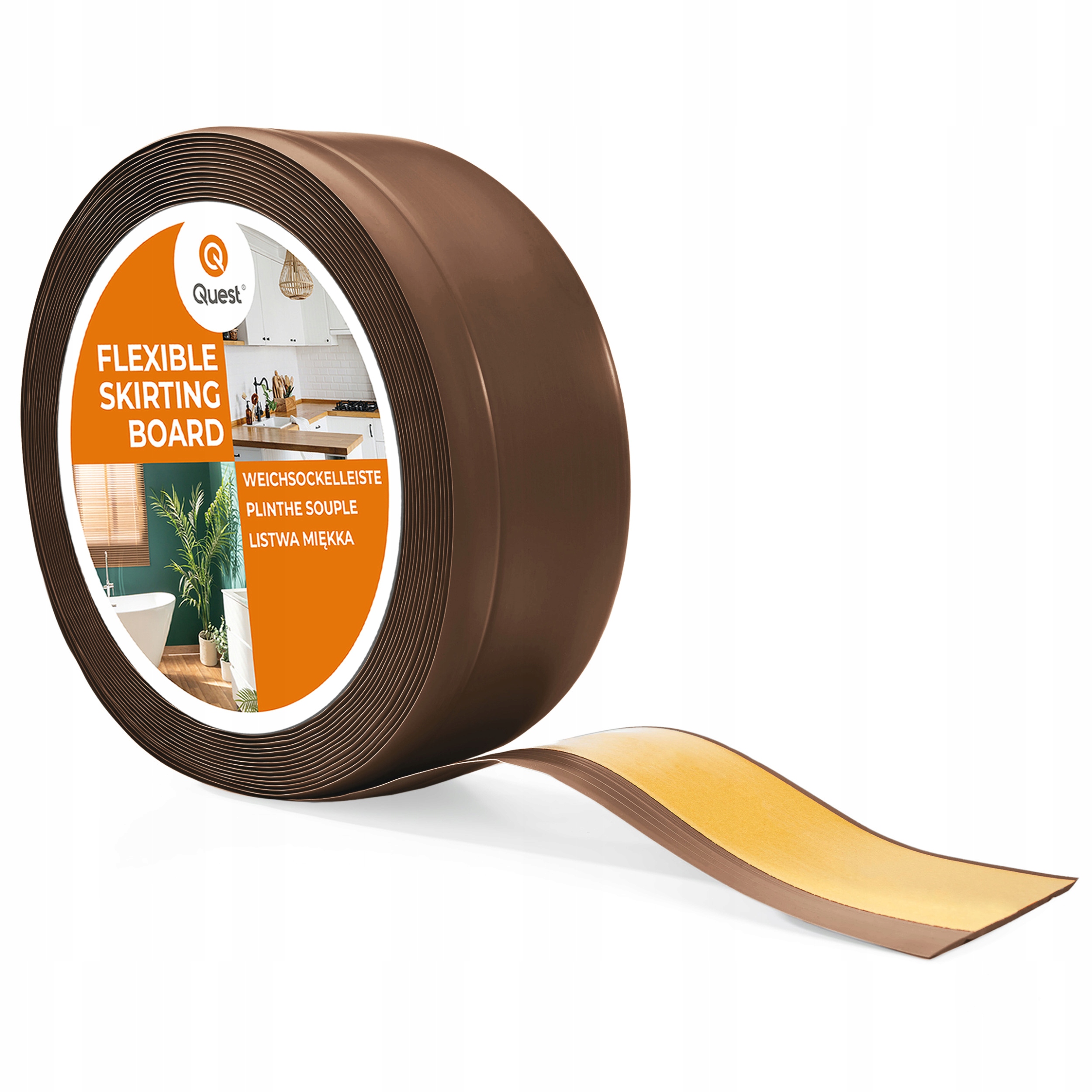 Podlahová lišta Pvc samolepicí soklová 70x20mm hnědá, 10m