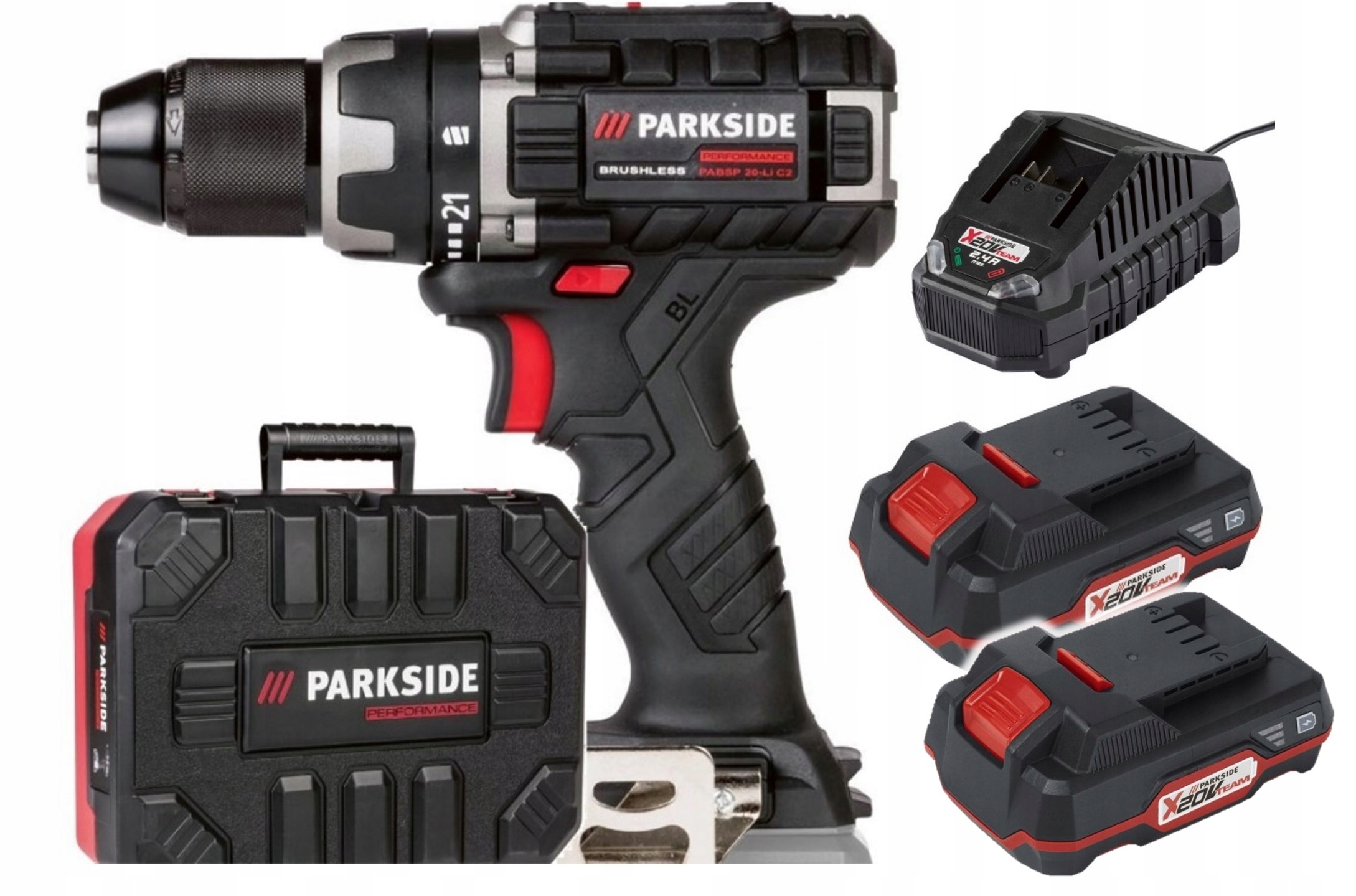 Wiertarko-Wkrętarka Parkside Performance 2 x aku 2 Ah, ładowarka 65 W