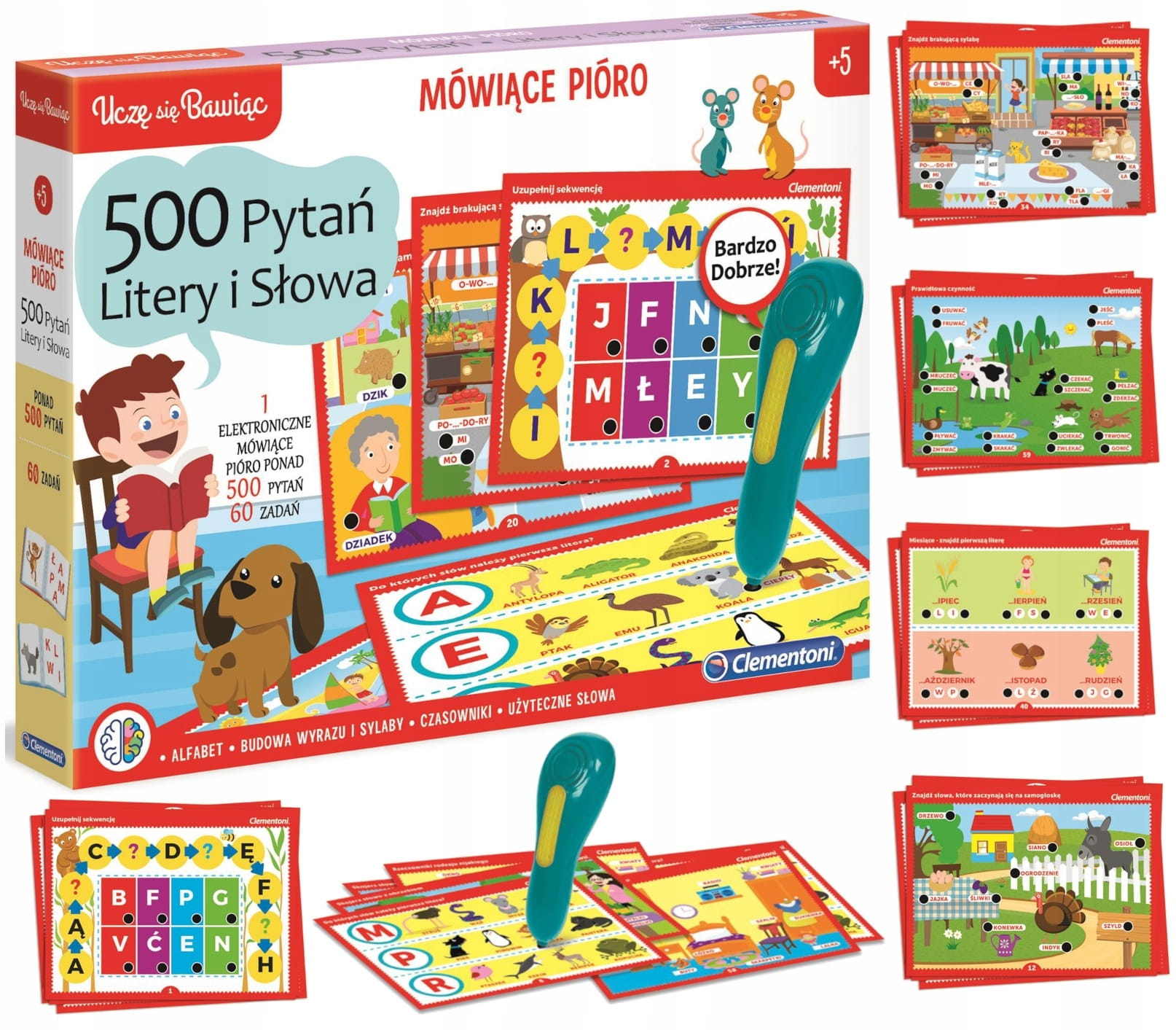CLEMENTONI Mówiące pióro 500pytań Litery50780