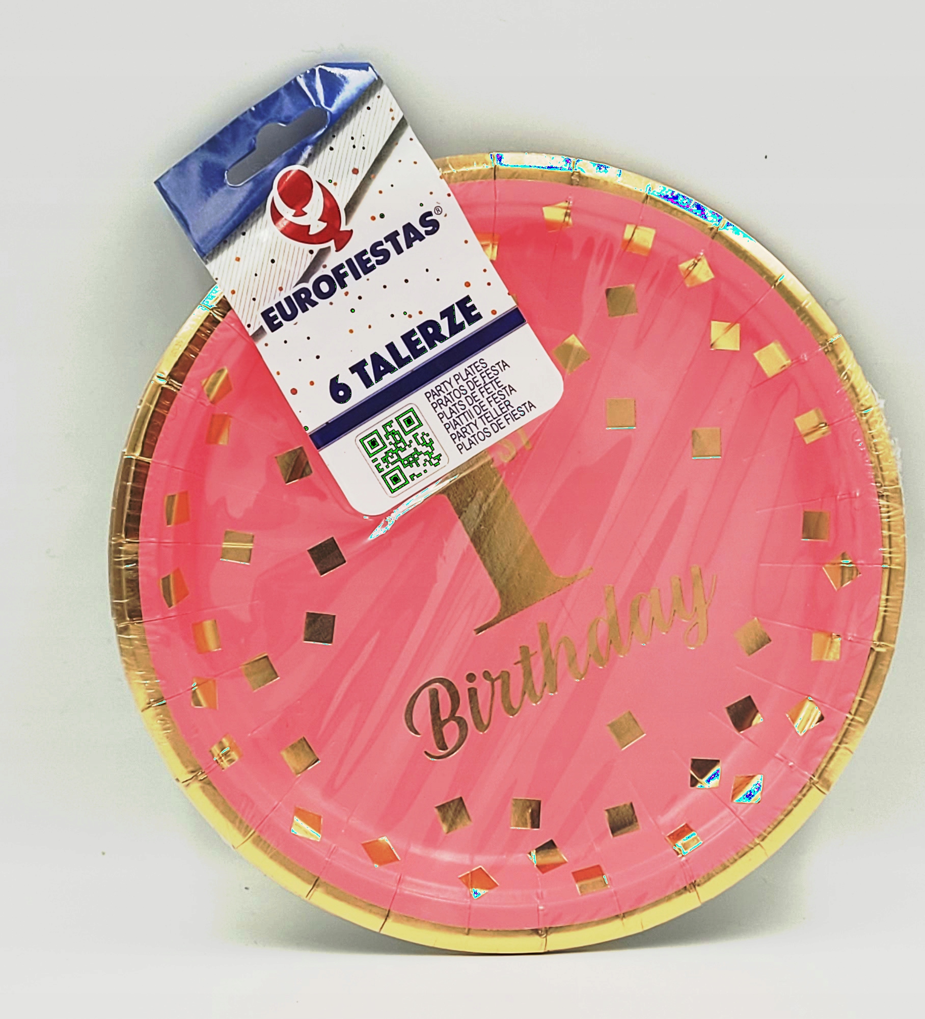 Talerzyki papierowe Roczek różowe - 6szt.- Średnic