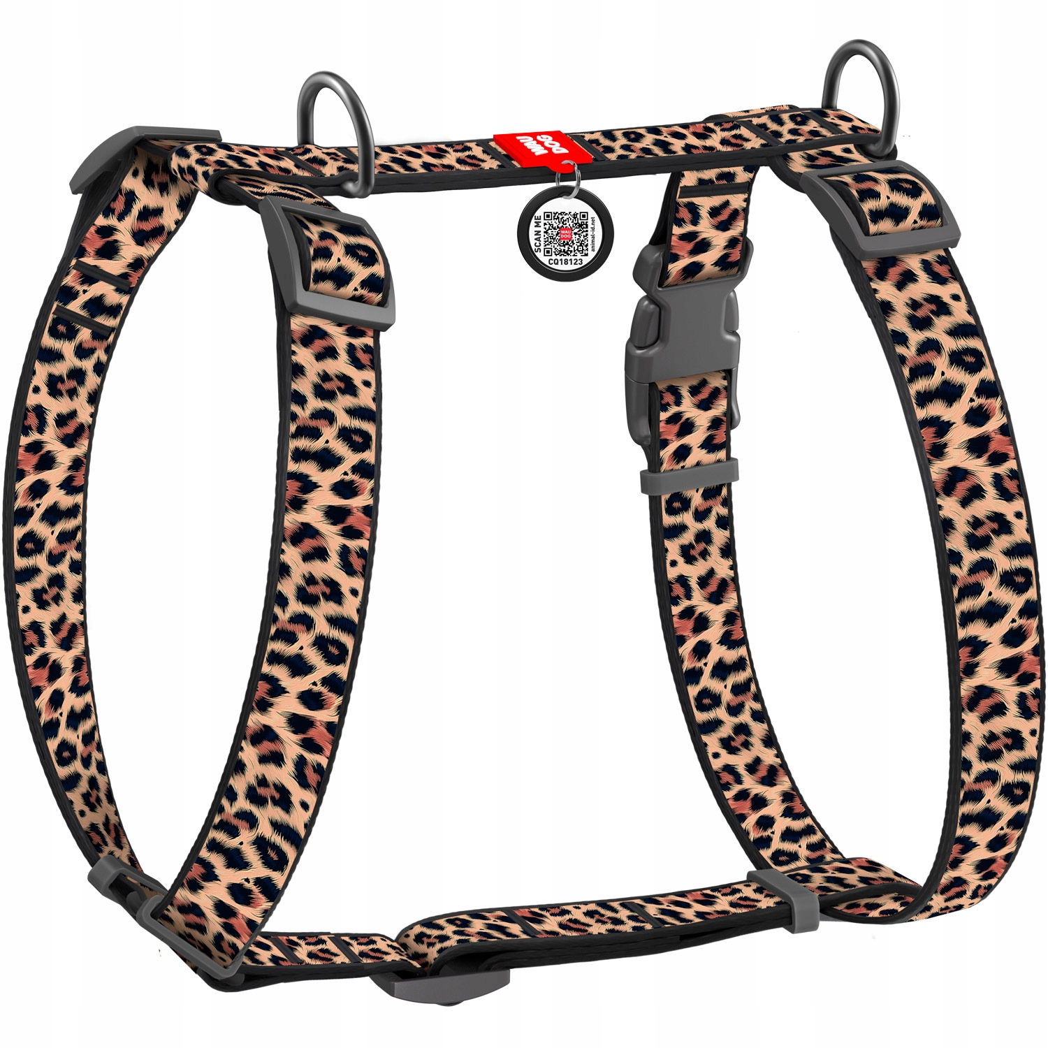 Levně Anatomické postroje pro psa ve tvaru písmene, obrázek Leopard, velikost L