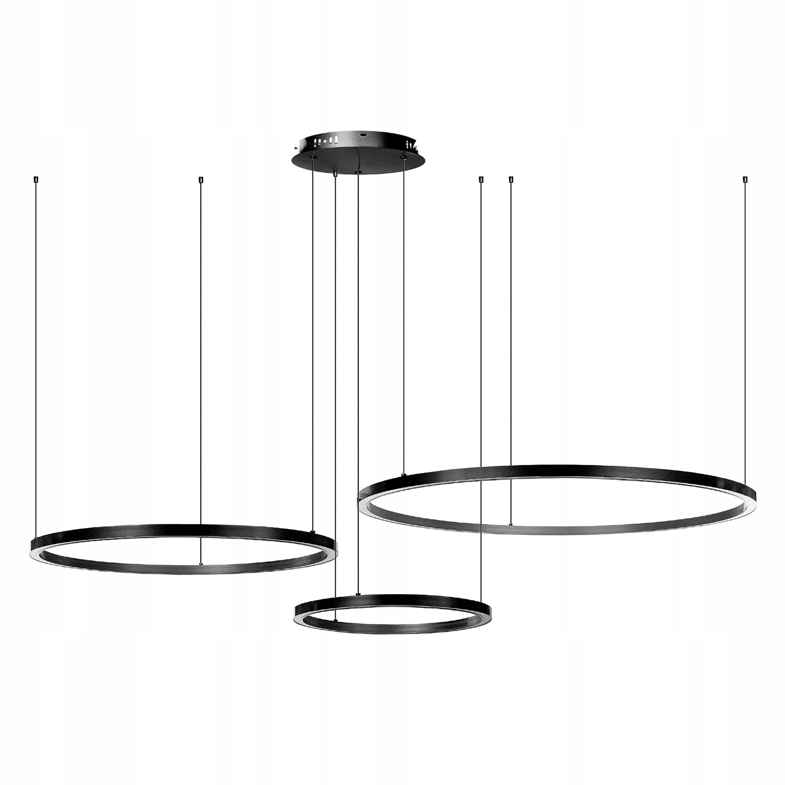 Lampa duża nowoczesna do Salonu, lub Gabinet, Kosmetyka czarna 3 ringi Led